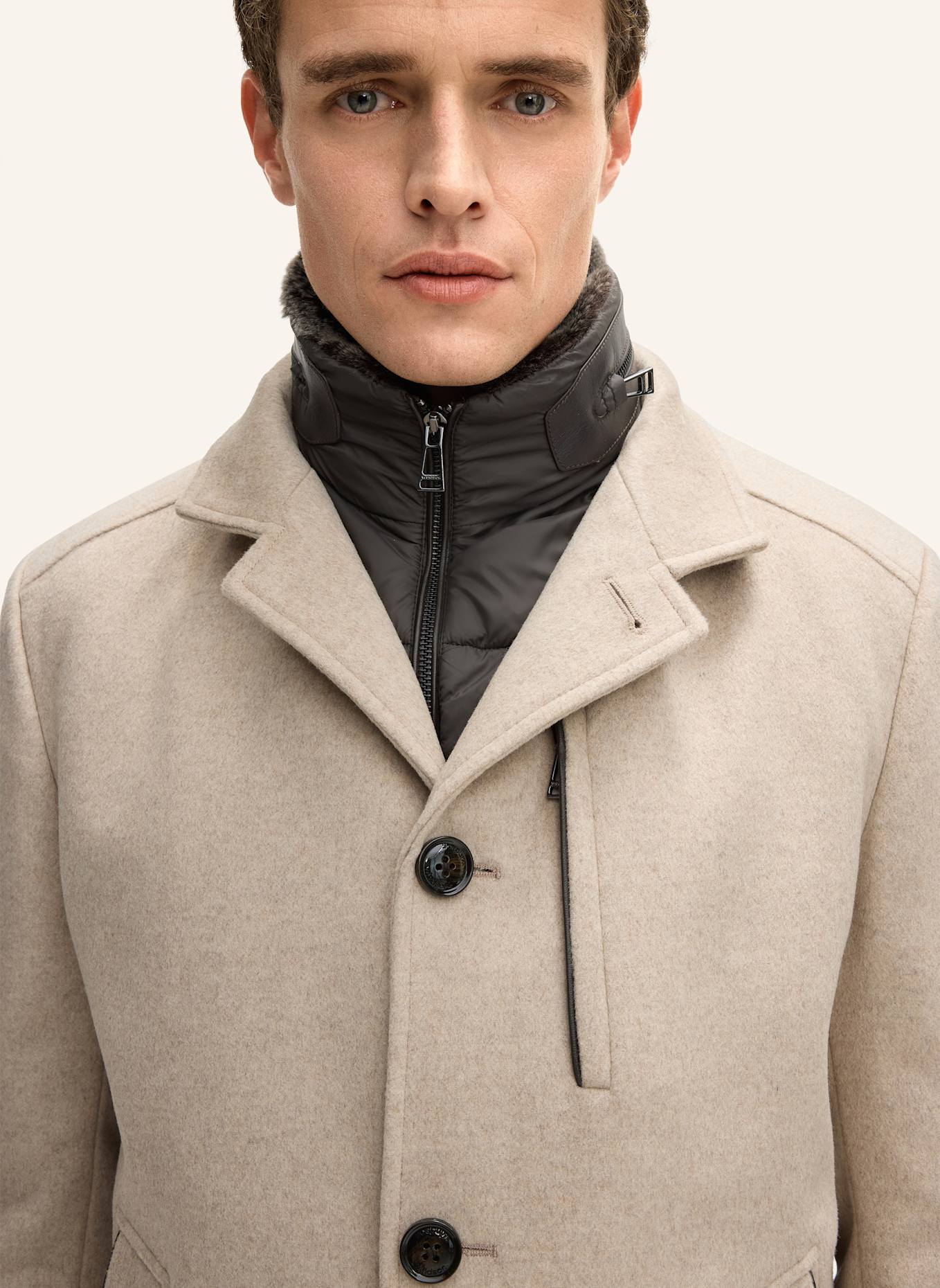 windsor. Wollmantel RIVANO3 mit herausnehmbarer Blende: BEIGE