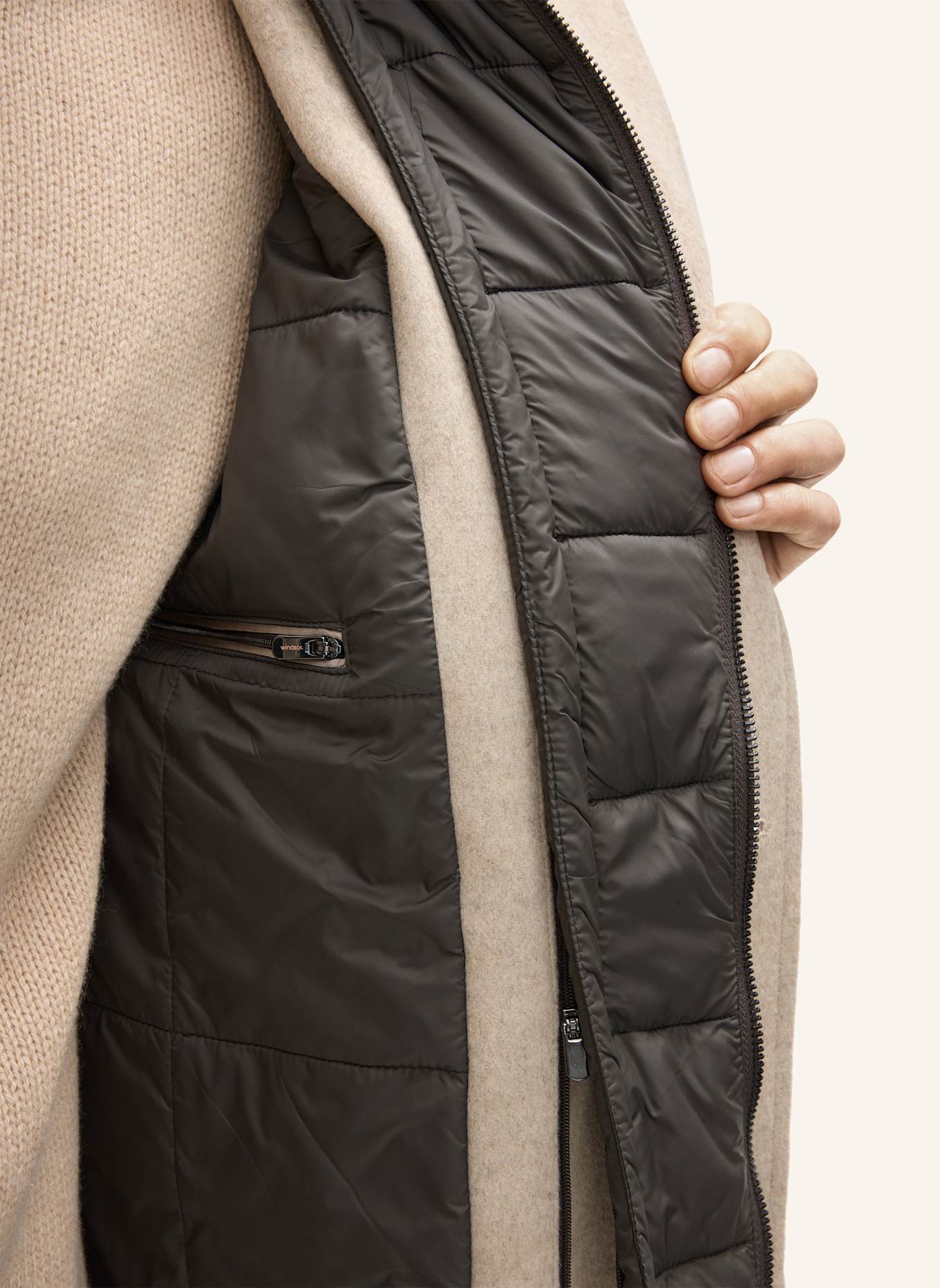 windsor. Wollmantel RIVANO3 mit herausnehmbarer Blende: BEIGE