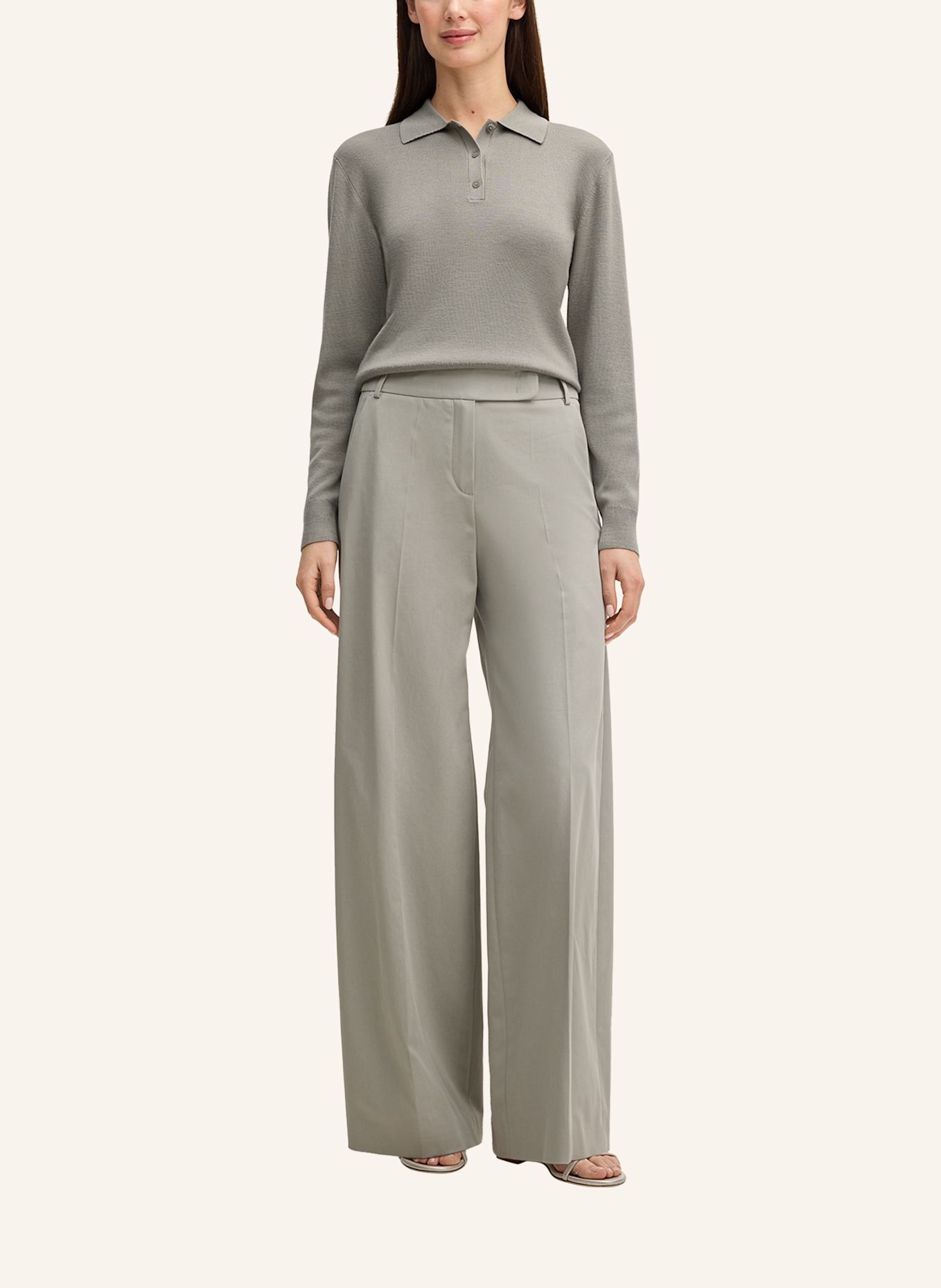 windsor. Langarm-Polo: GRAU