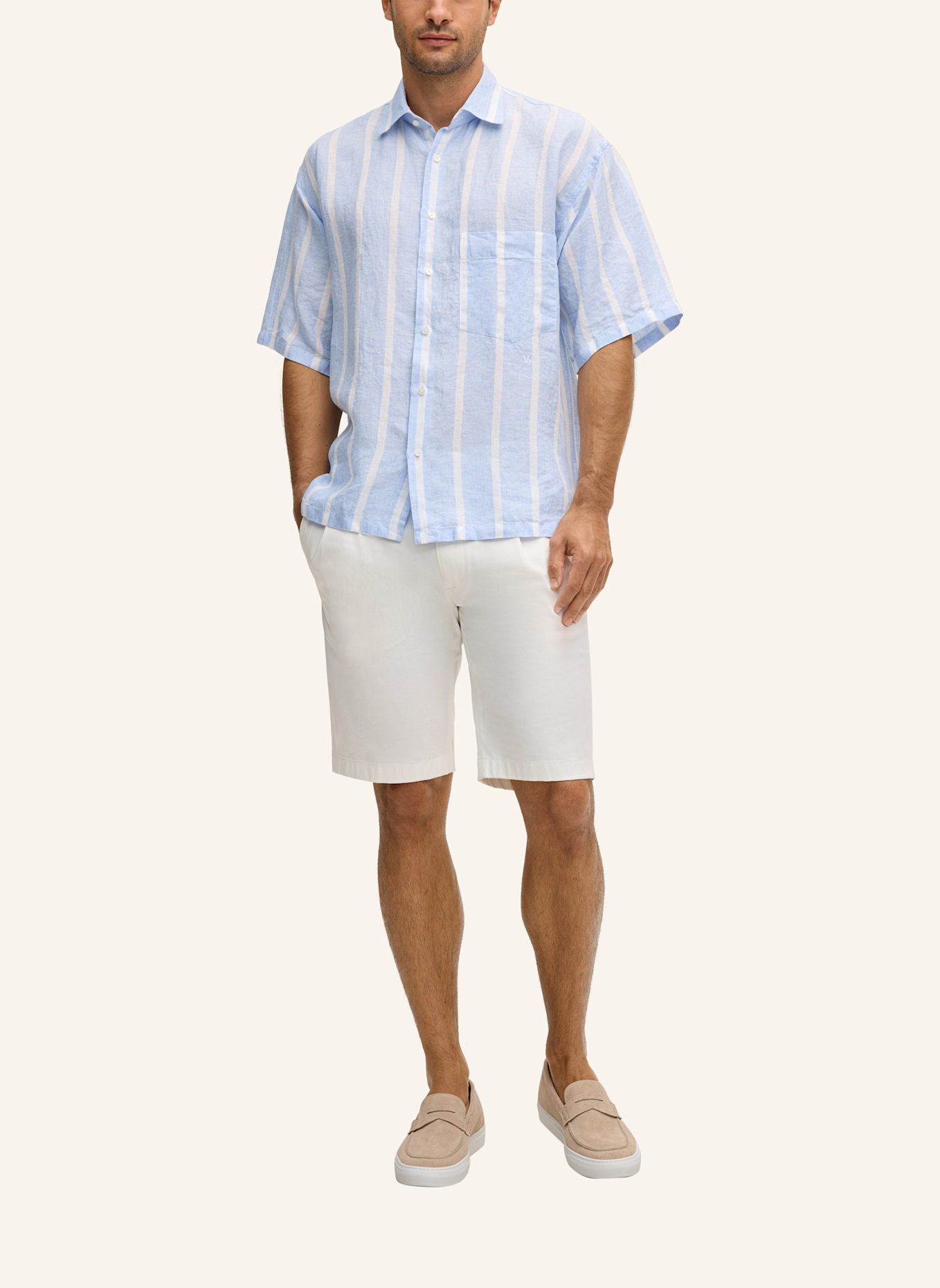 windsor. Kurzarm-Hemd: BLAU/ WEISS