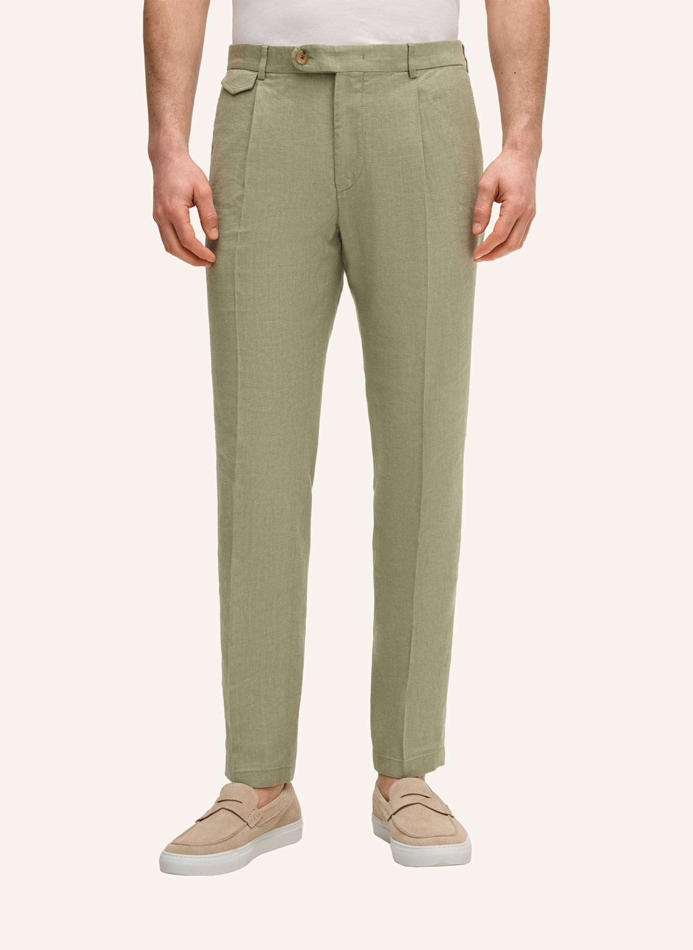 windsor. Anzughose SILVI Extra Slim Fit mit Leinen: HELLGRÜN