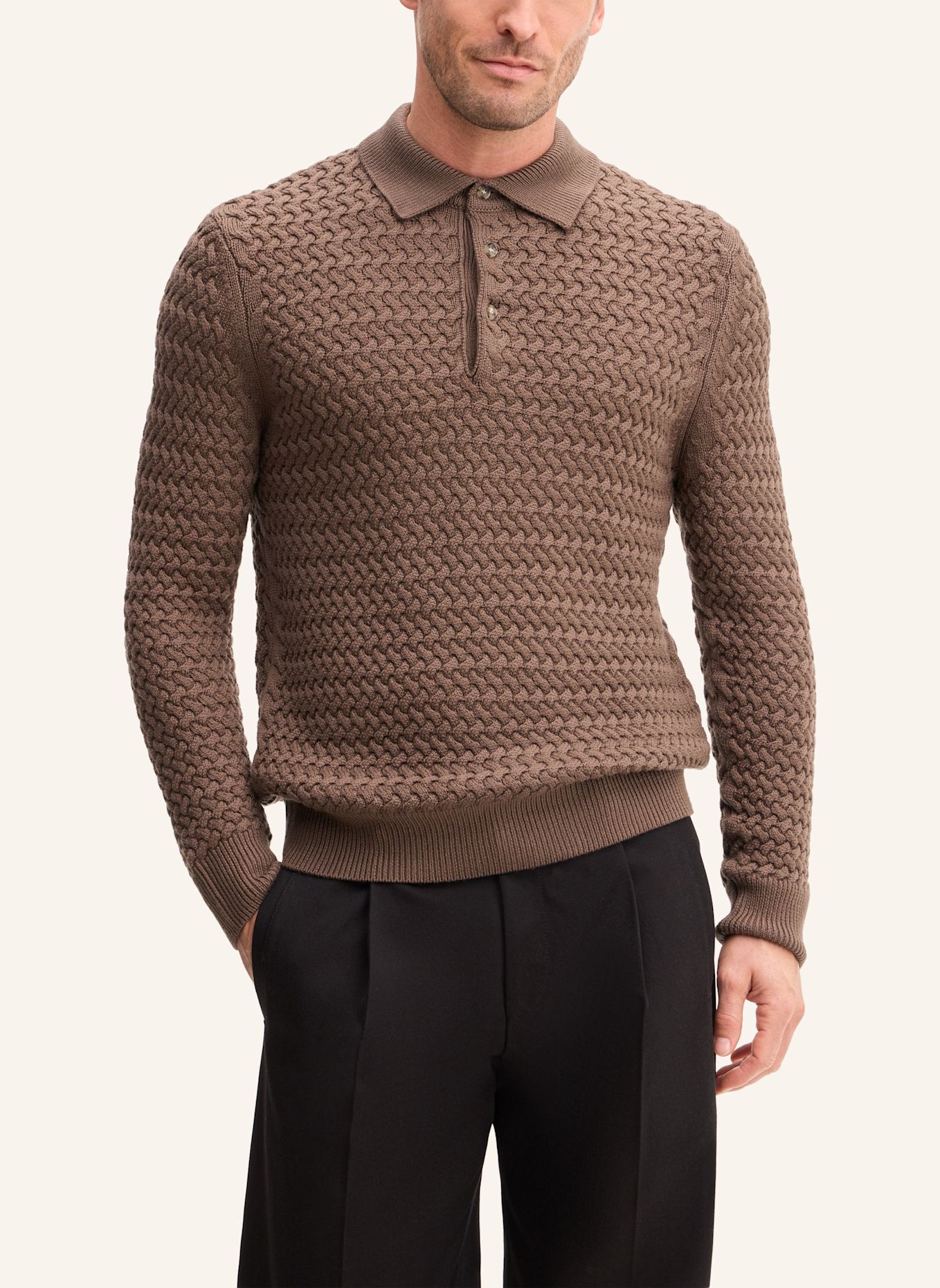 windsor. Polo-Longsleeve: BRAUN