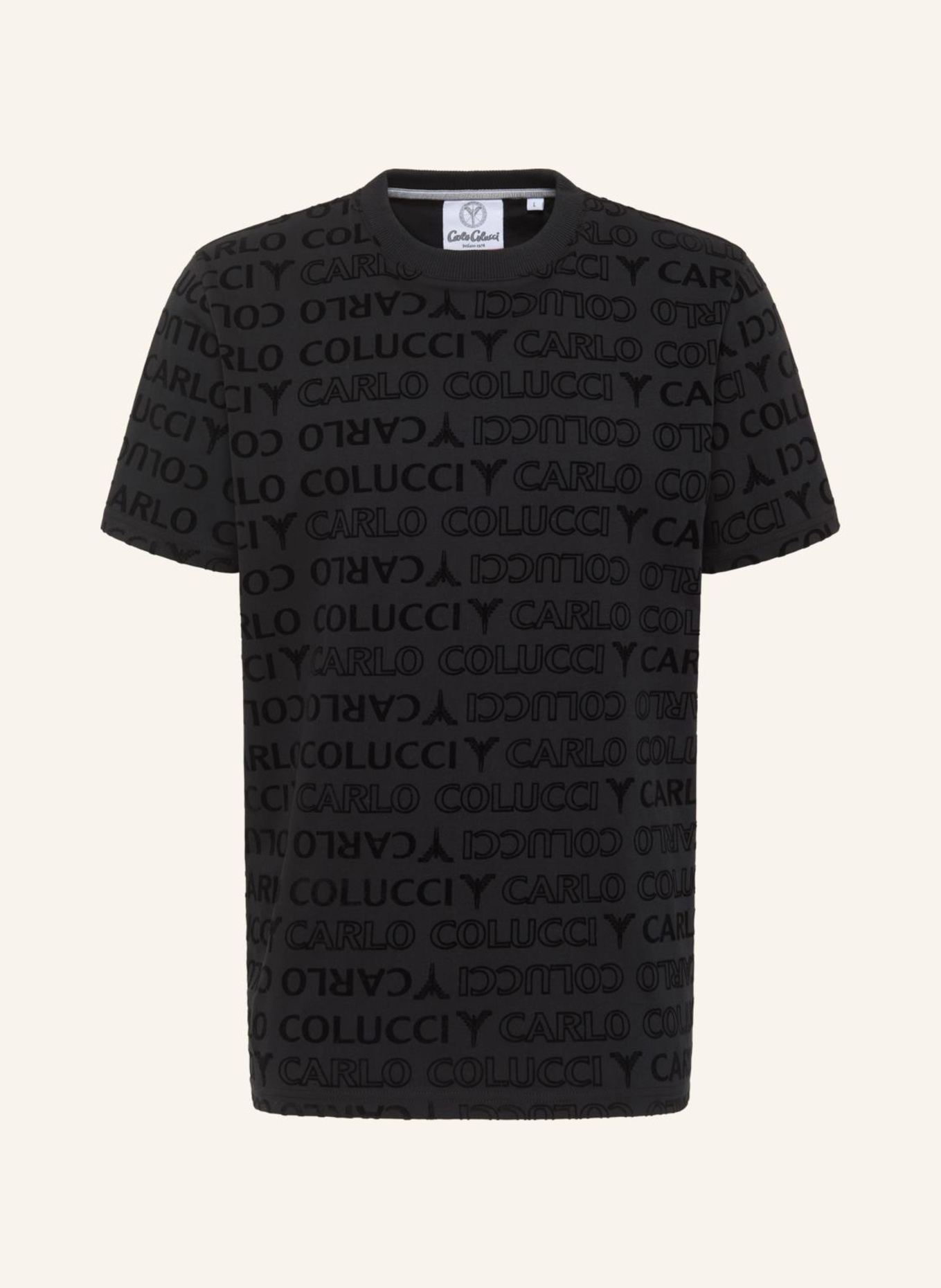 CARLO COLUCCI T-Shirt "Monogram Flock" DI PENTA, Farbe: SCHWARZ (Bild 1)