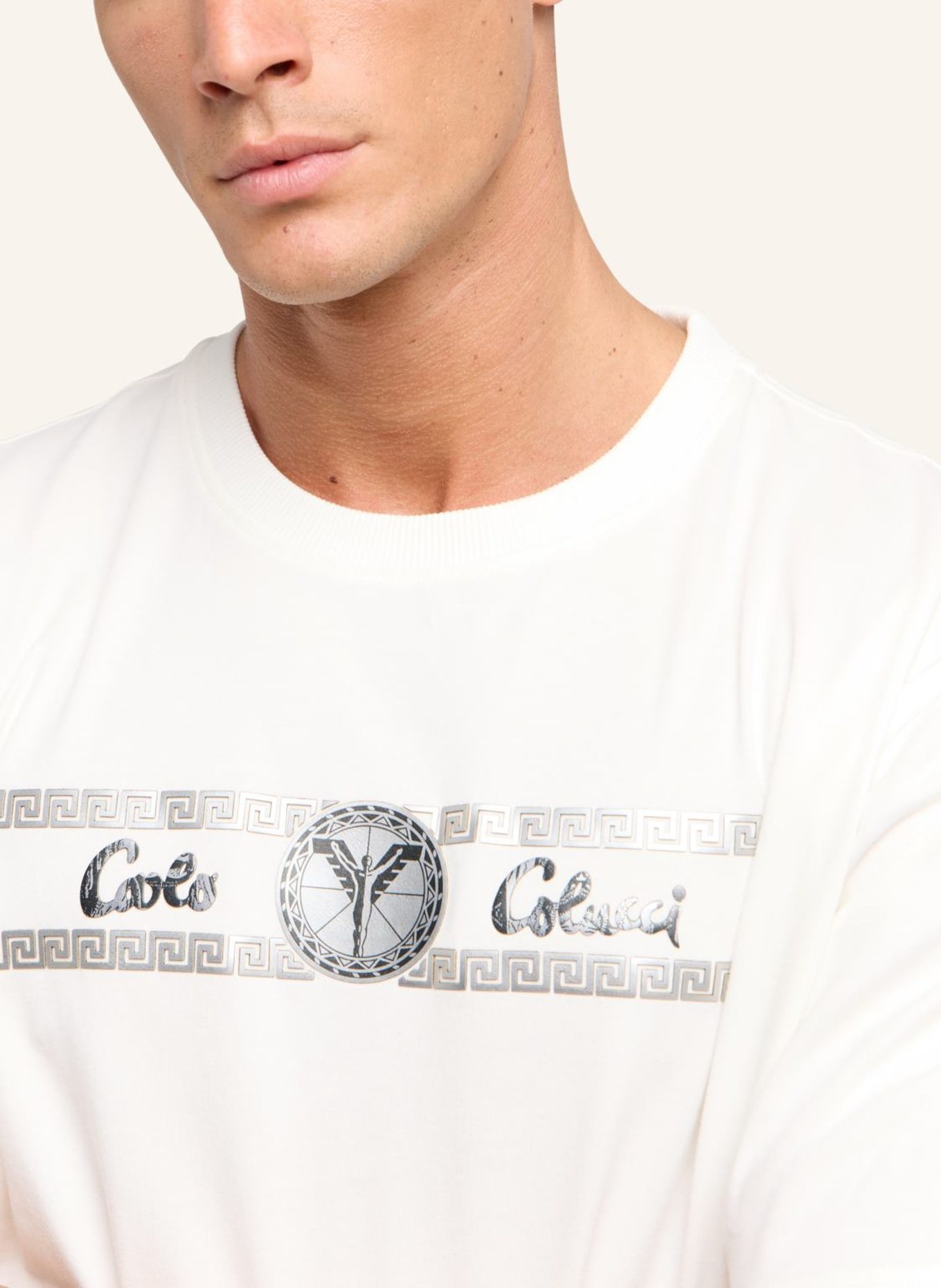 CARLO COLUCCI Oversize T-Shirt "Future Chrome" DI PASTENA, Farbe: WEISS (Bild 3)