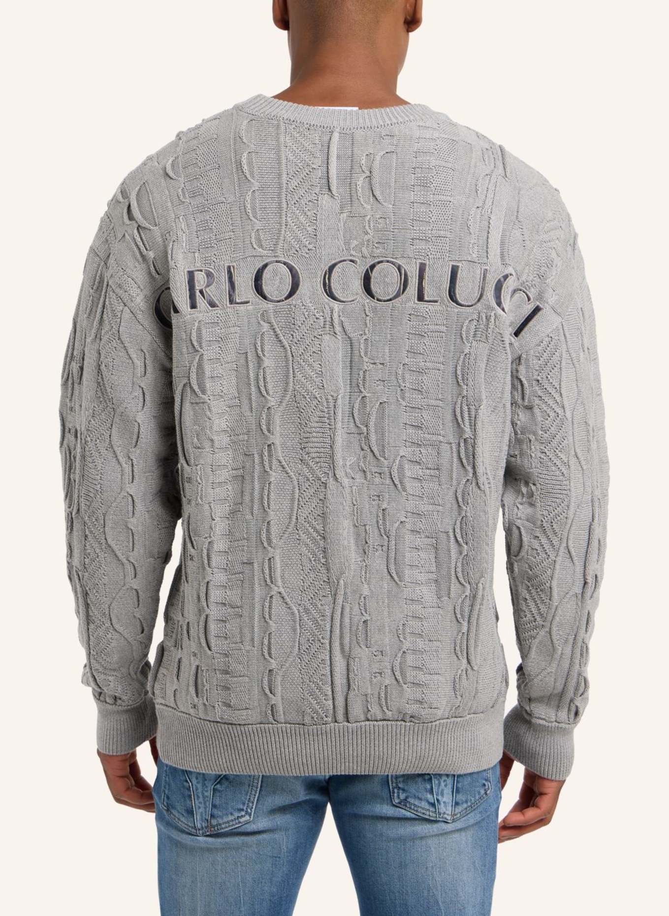 CARLO COLUCCI Strickpullover mit Stickerei DIMA, Farbe: GRAU (Bild 2)