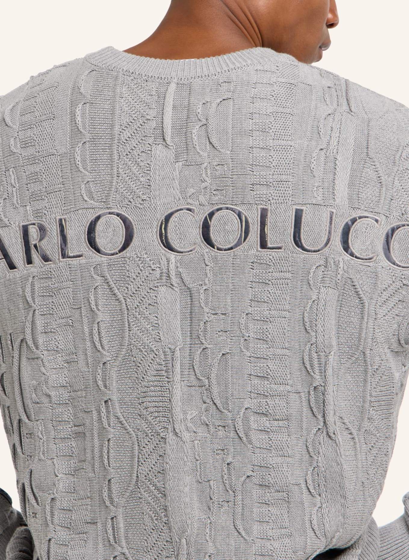 CARLO COLUCCI Strickpullover mit Stickerei DIMA, Farbe: GRAU (Bild 4)