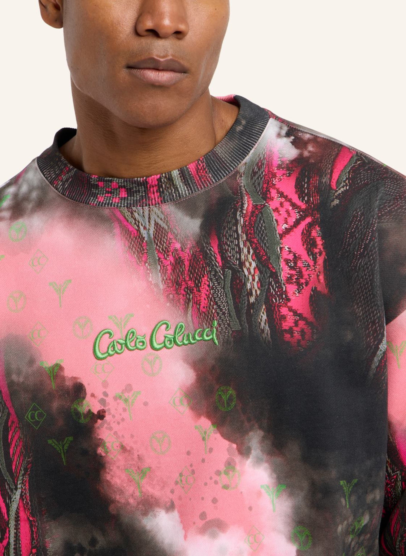 CARLO COLUCCI Oversize Sweatshirt - Sprayed knit DIOP, Farbe: SCHWARZ/ PINK (Bild 3)