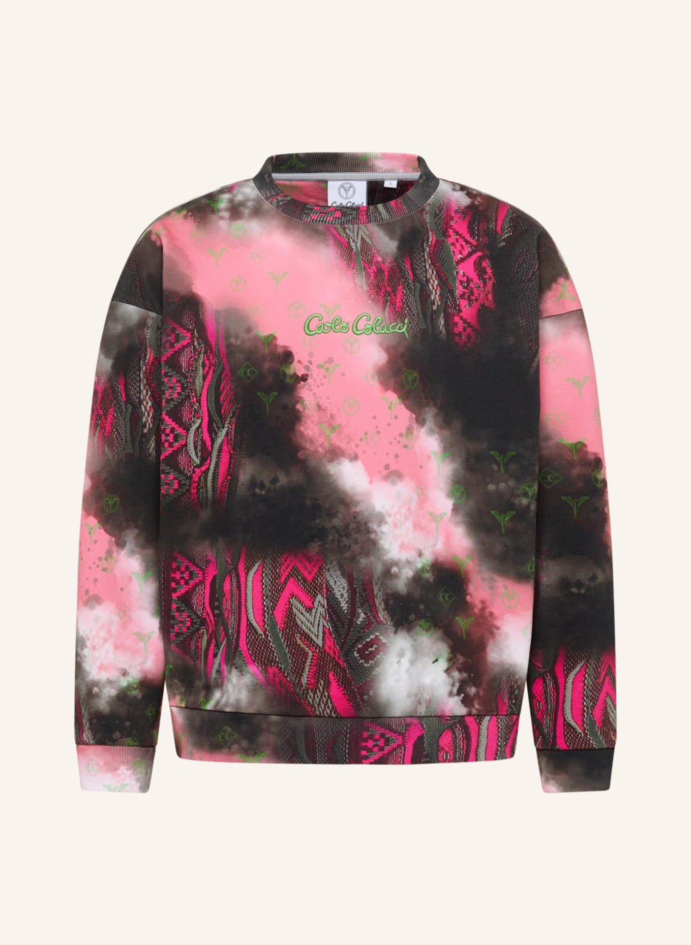 CARLO COLUCCI Oversize Sweatshirt - Sprayed knit DIOP, Farbe: SCHWARZ/ PINK (Bild 1)