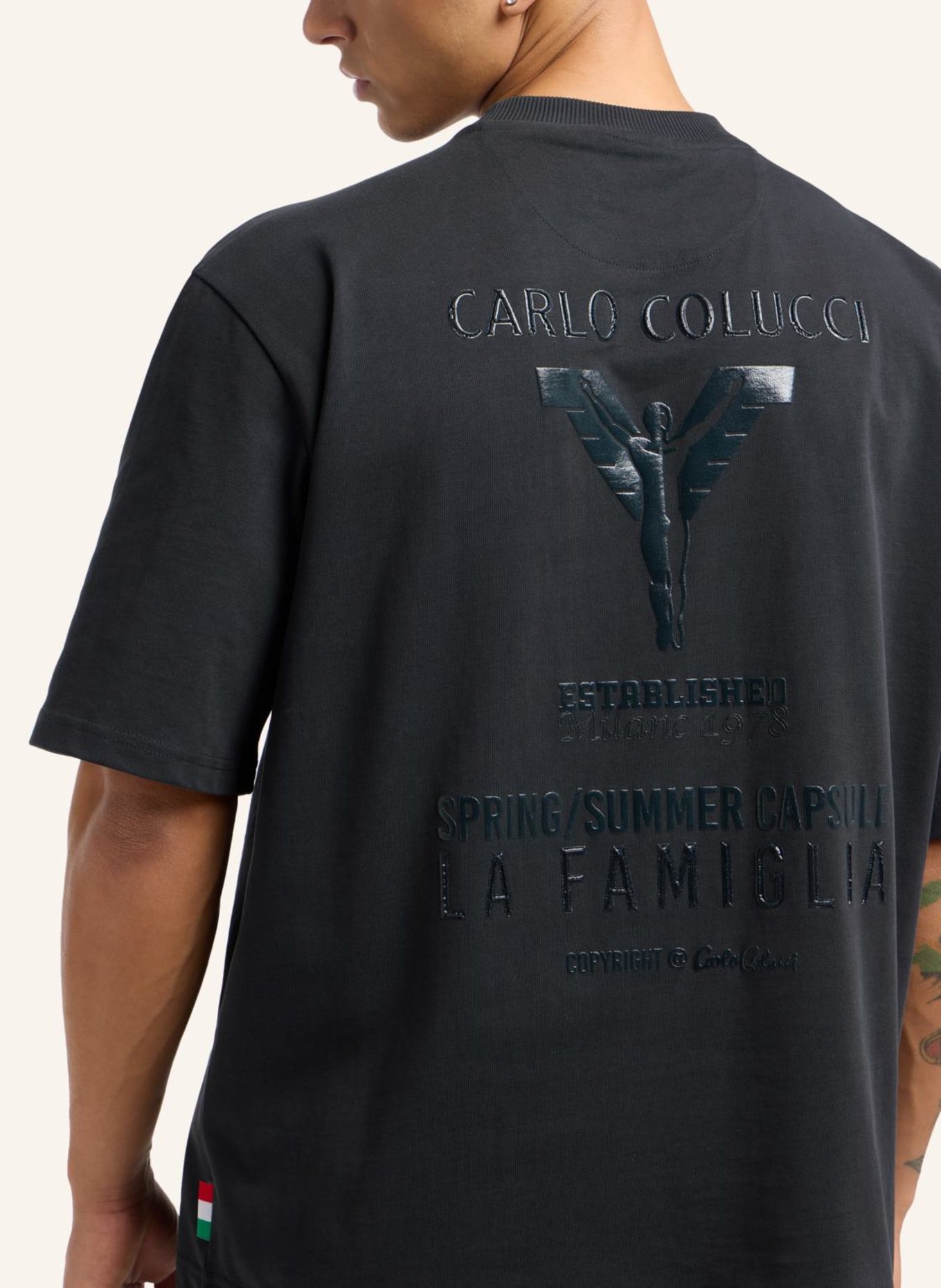 CARLO COLUCCI Oversize T-Shirt - La Famiglia DONNER, Farbe: SCHWARZ (Bild 3)