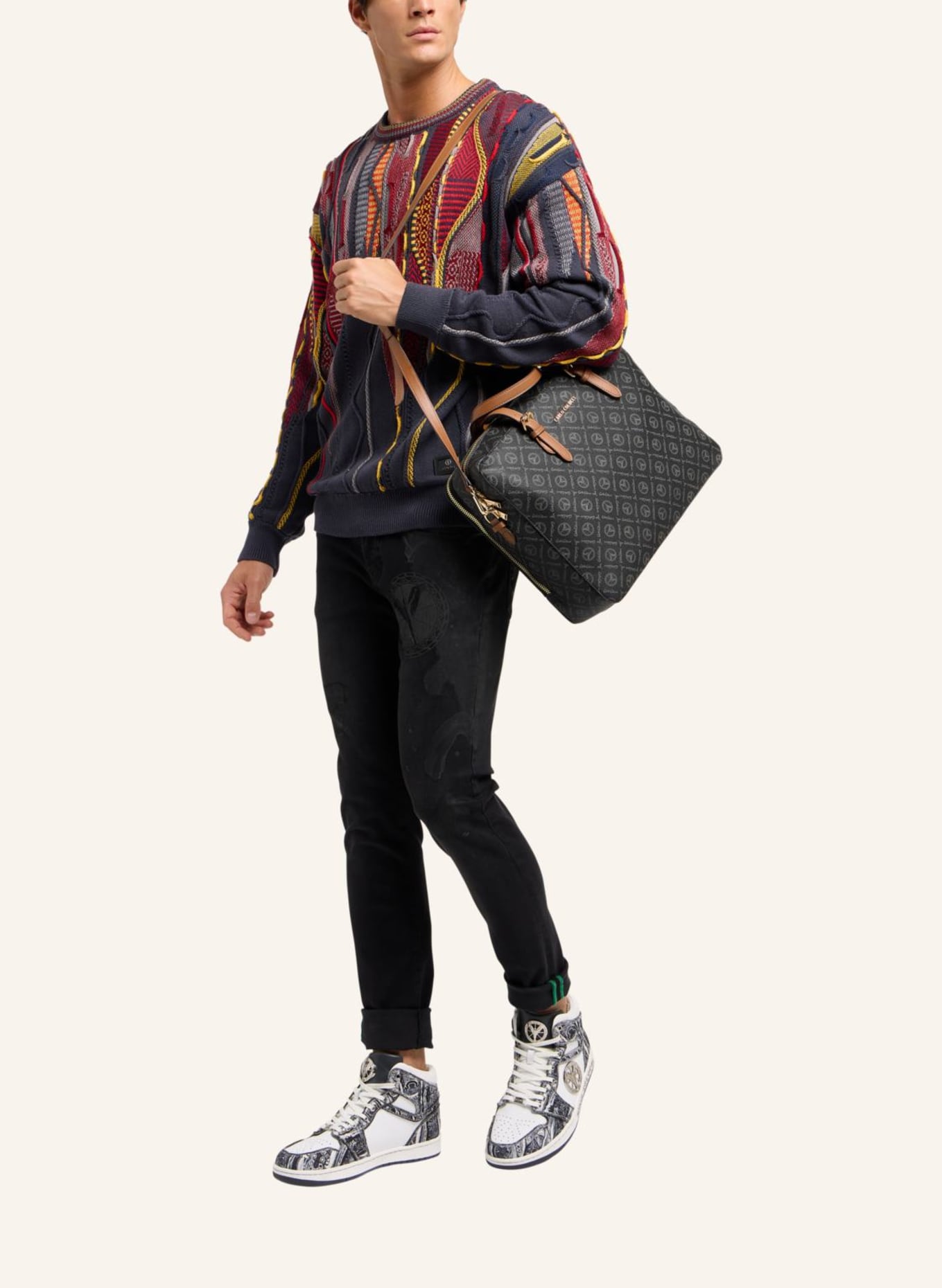 CARLO COLUCCI Businesstasche mit Logodruck DESIDERATI: SCHWARZ