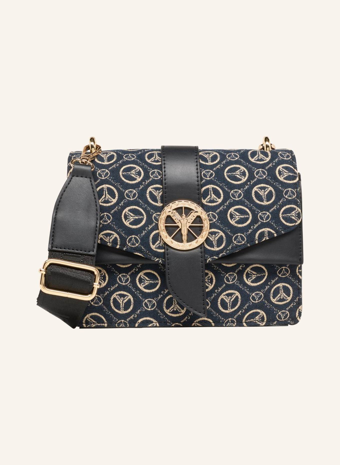 CARLO COLUCCI Umhängetasche mit Logodruck DELPERO: SCHWARZ/ CREME