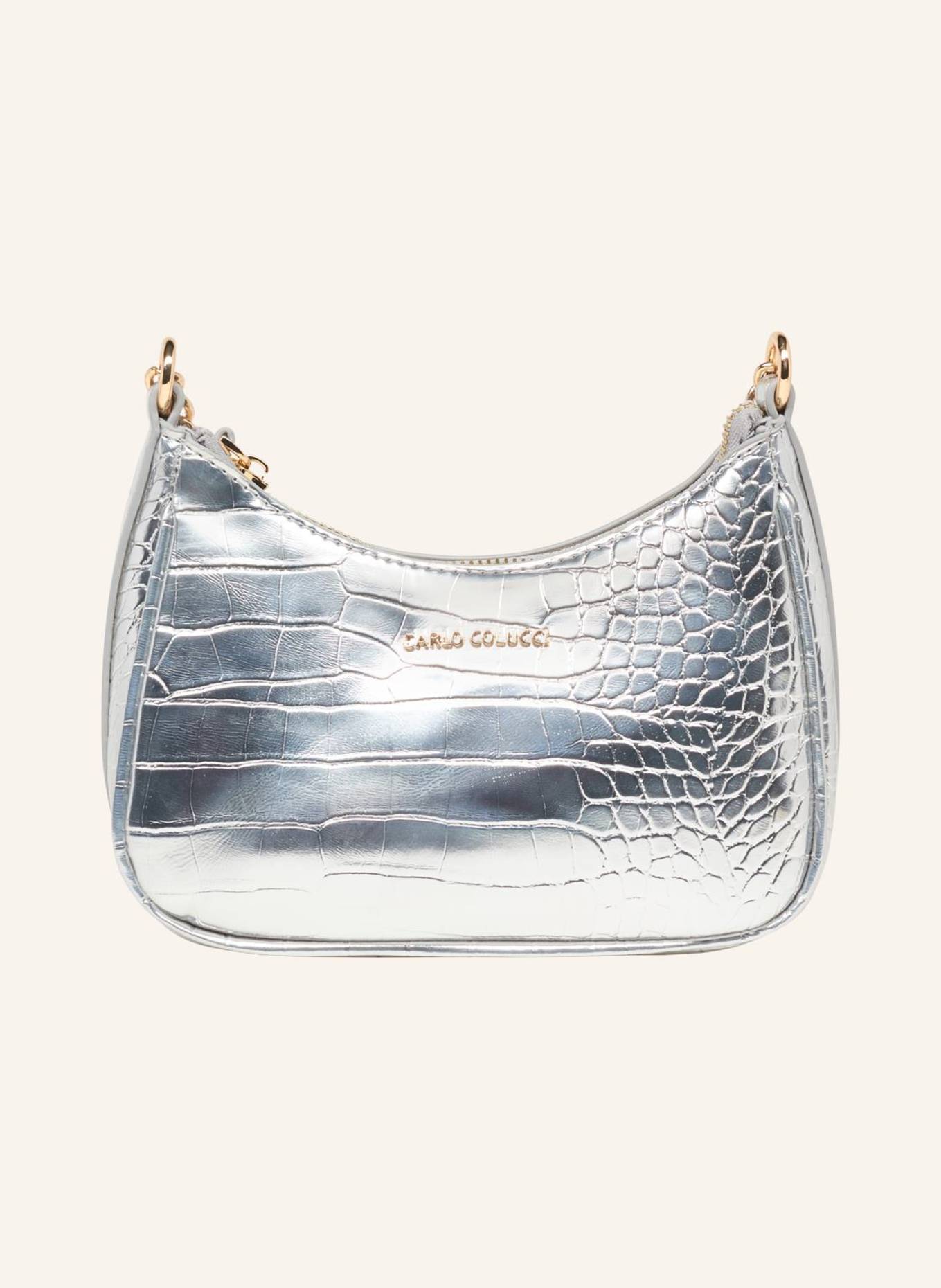CARLO COLUCCI Schultertasche in Kroko-Optik DEL TOSO: SILBER
