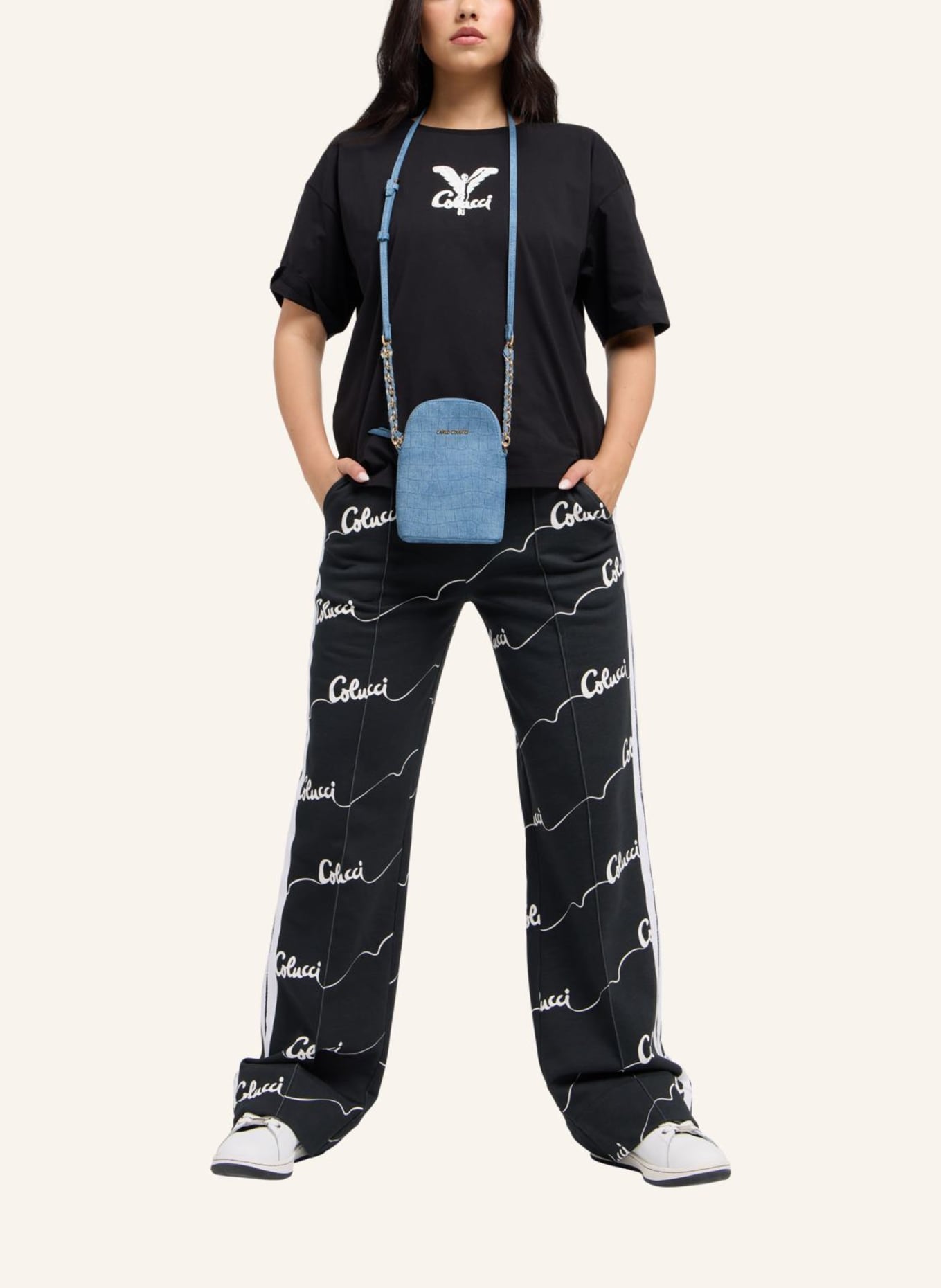 CARLO COLUCCI Minitasche in Krokooptik DEVAL: BLAU