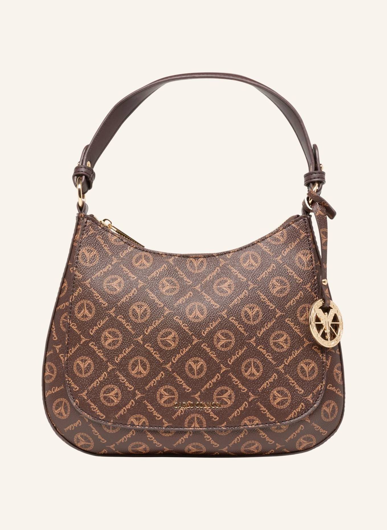 CARLO COLUCCI Hobotasche mit Logoprint DEL ROSSO: BRAUN