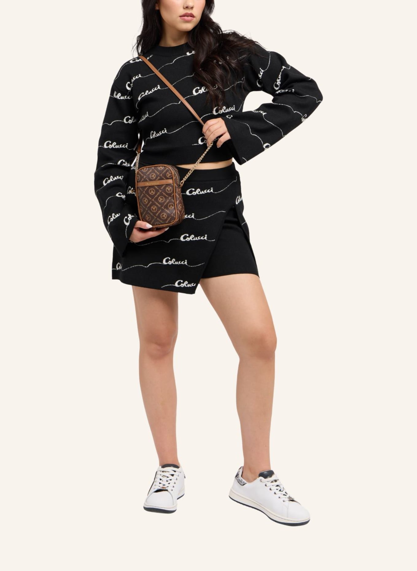 CARLO COLUCCI Minitasche mit Logodruck DI LENA: BRAUN