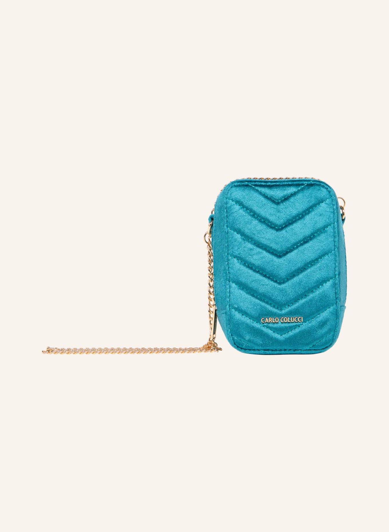 CARLO COLUCCI Samt Umhängetasche mit Kette DELLAVAJA: DUNKELBLAU/ GRAU