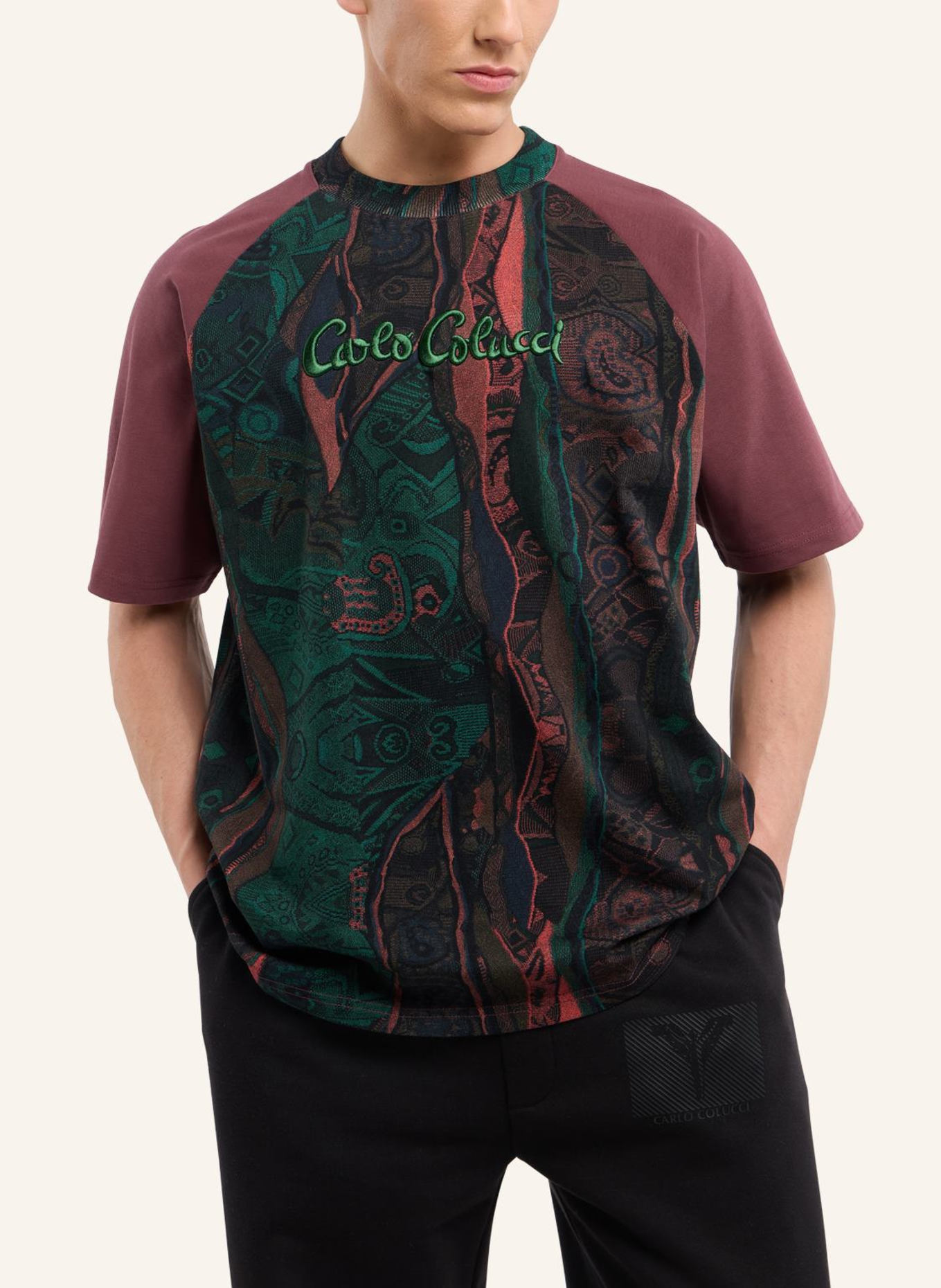 CARLO COLUCCI T-Shirt - Retro Vibes ESCHFALLER: DUNKELROT/ ROT