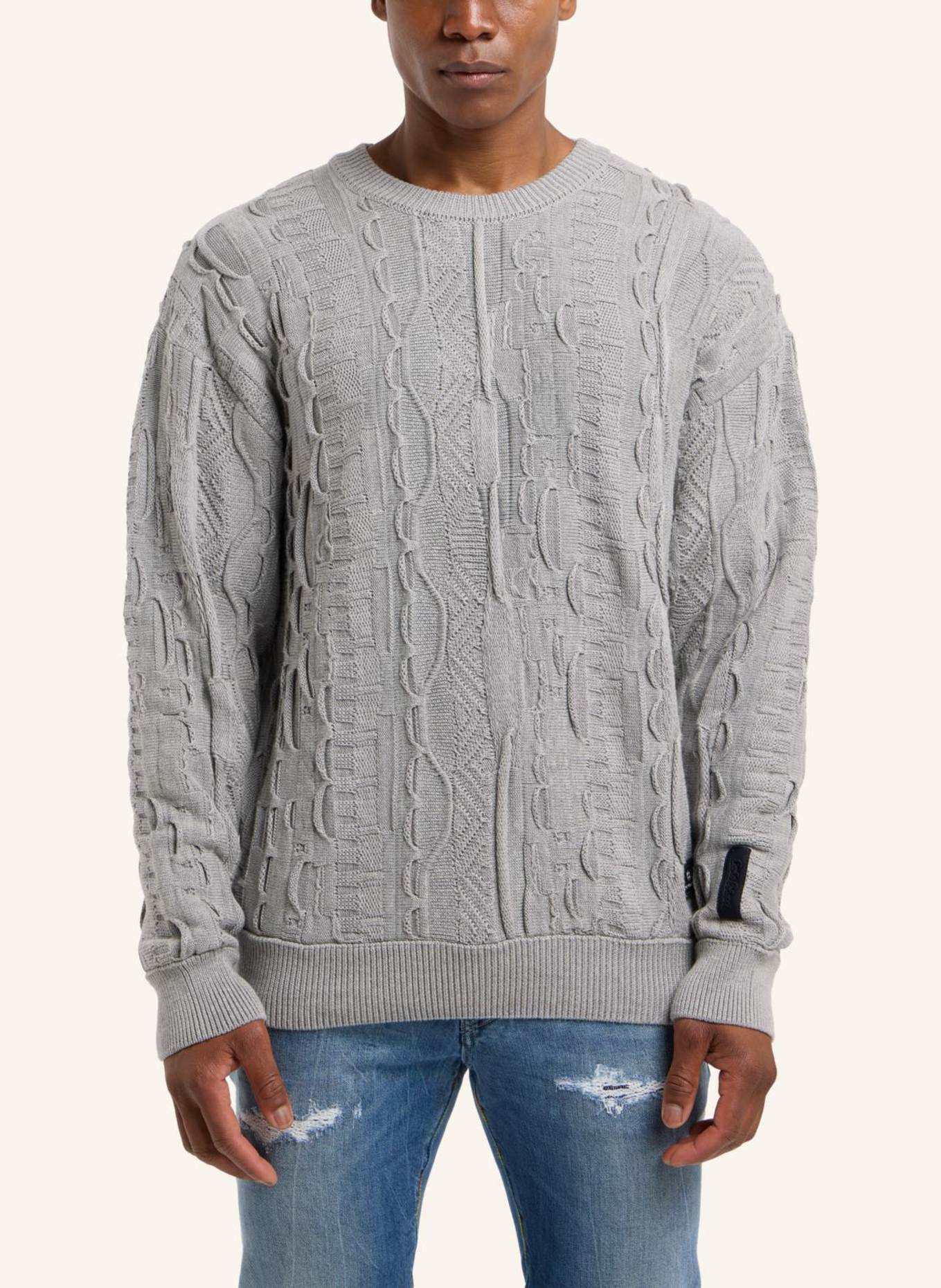 CARLO COLUCCI Strickpullover mit Stickerei DIMA: GRAU