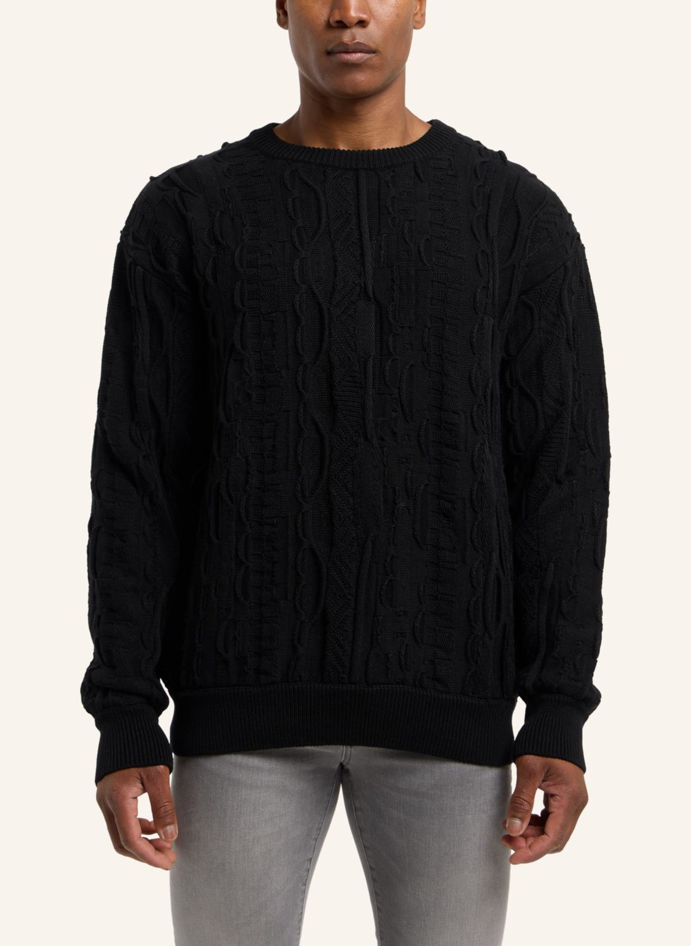 CARLO COLUCCI Strickpullover mit Stickerei DIMA: SCHWARZ