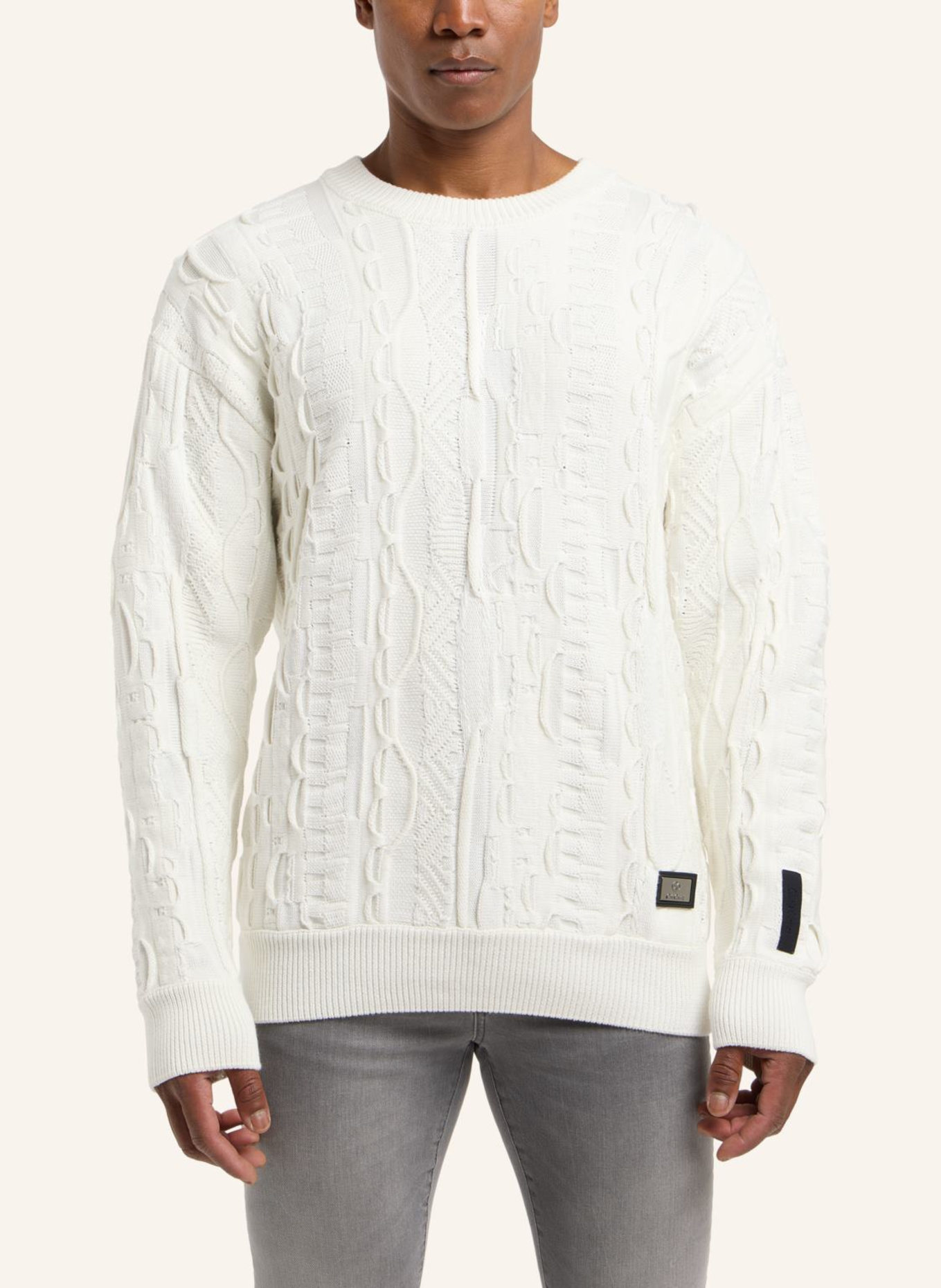 CARLO COLUCCI Strickpullover mit Stickerei DIMA: WEISS