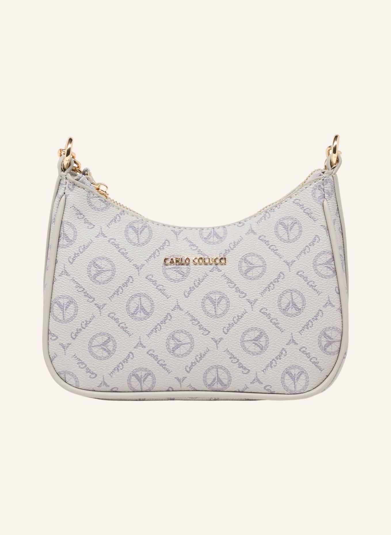CARLO COLUCCI Schultertasche mit Logodruck DEL VECCHIO: HELLGRAU