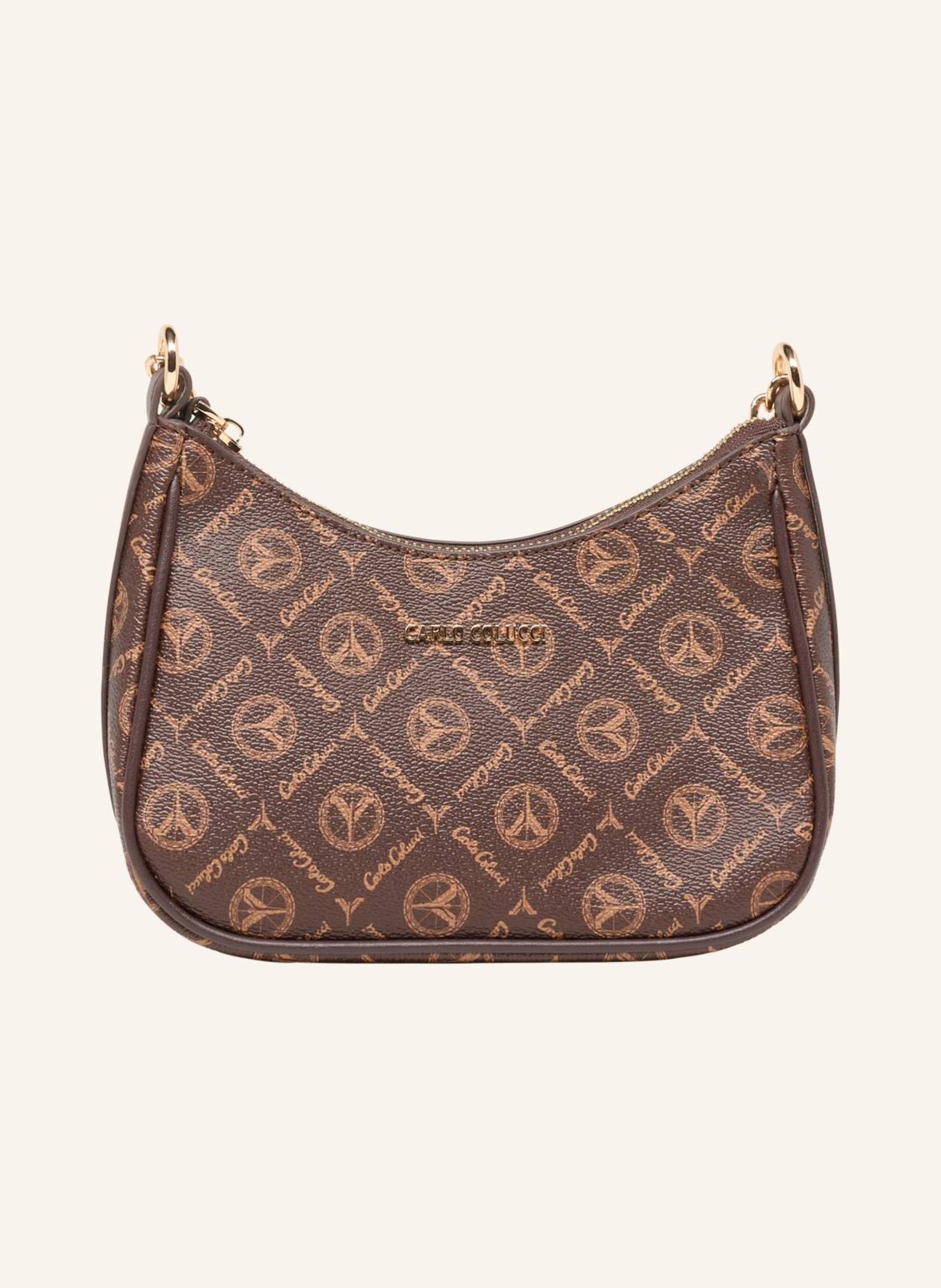 CARLO COLUCCI Schultertasche mit Logodruck DEL VECCHIO: BRAUN