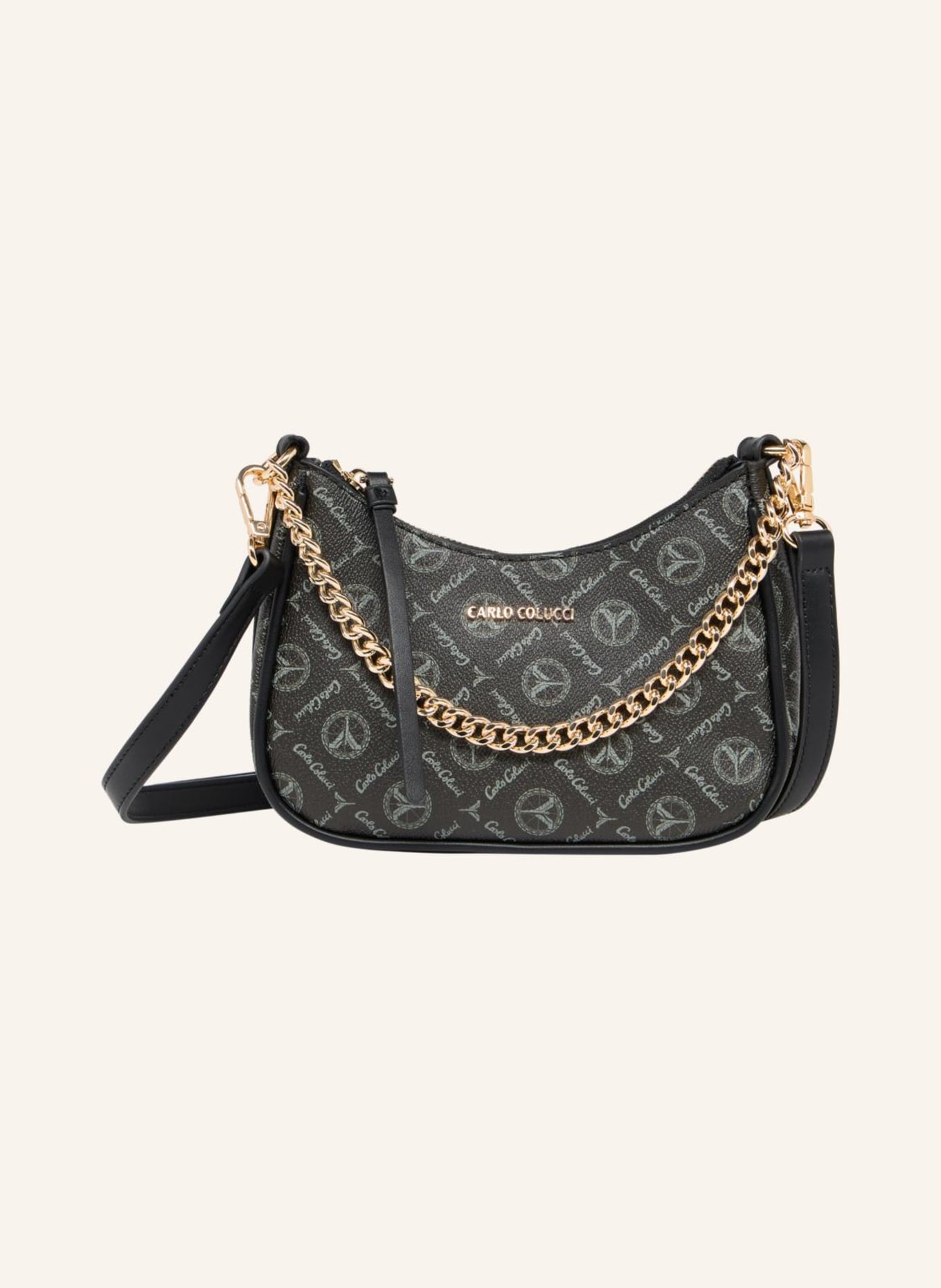 CARLO COLUCCI Schultertasche mit Logodruck DEL VECCHIO: SCHWARZ