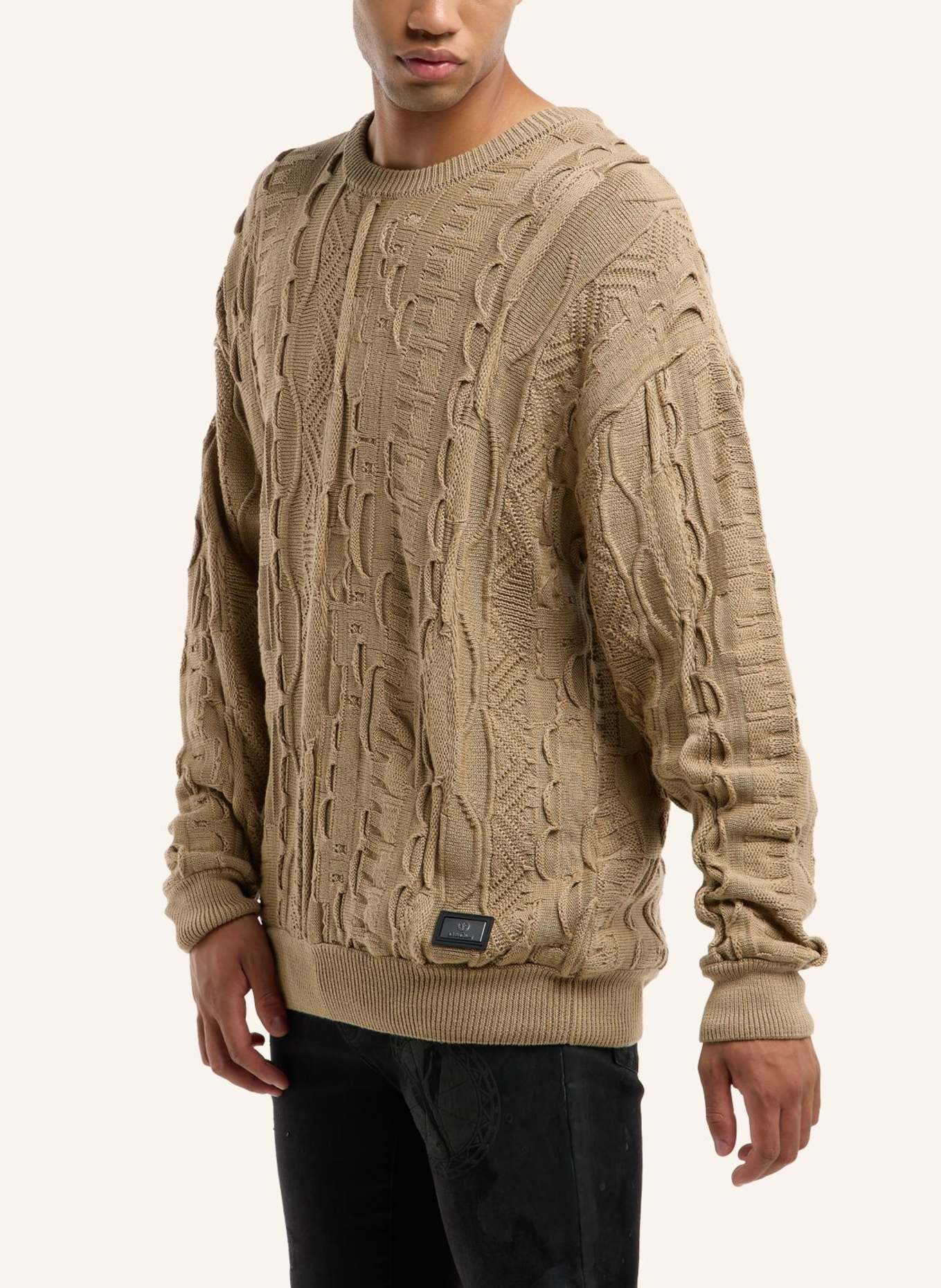 CARLO COLUCCI Strickpullover mit Stickerei DIMA: BEIGE