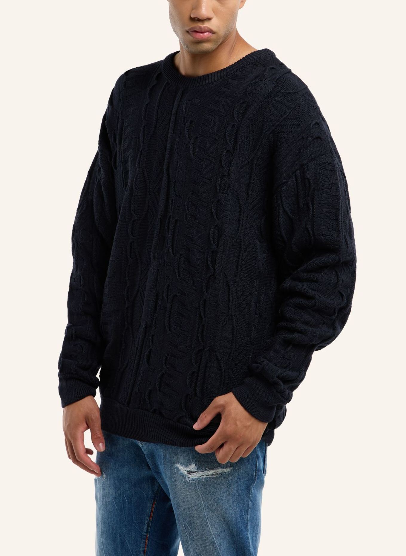 CARLO COLUCCI Strickpullover mit Stickerei DIMA: BLAU