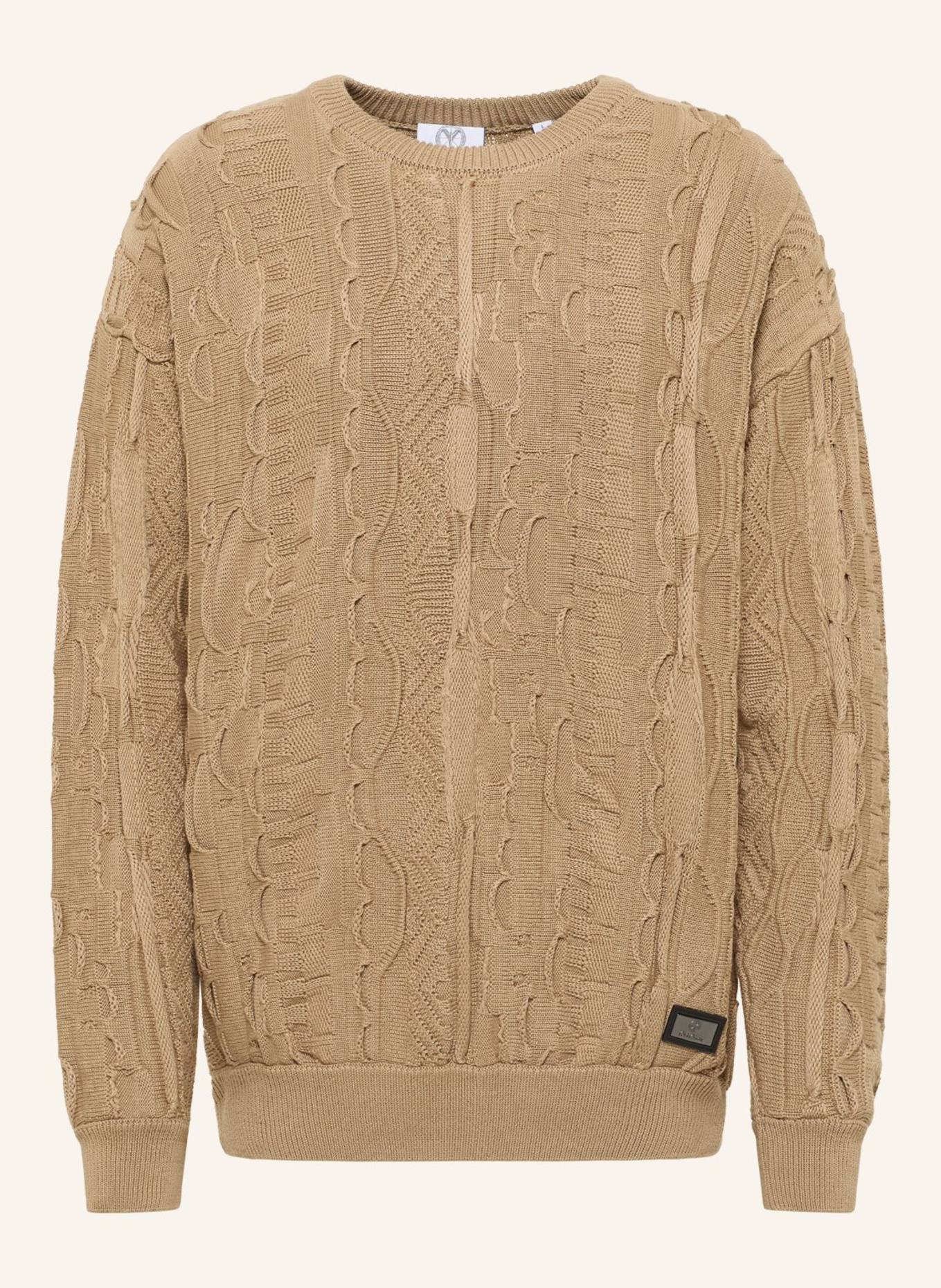 CARLO COLUCCI Strickpullover mit Stickerei DIMA: BEIGE
