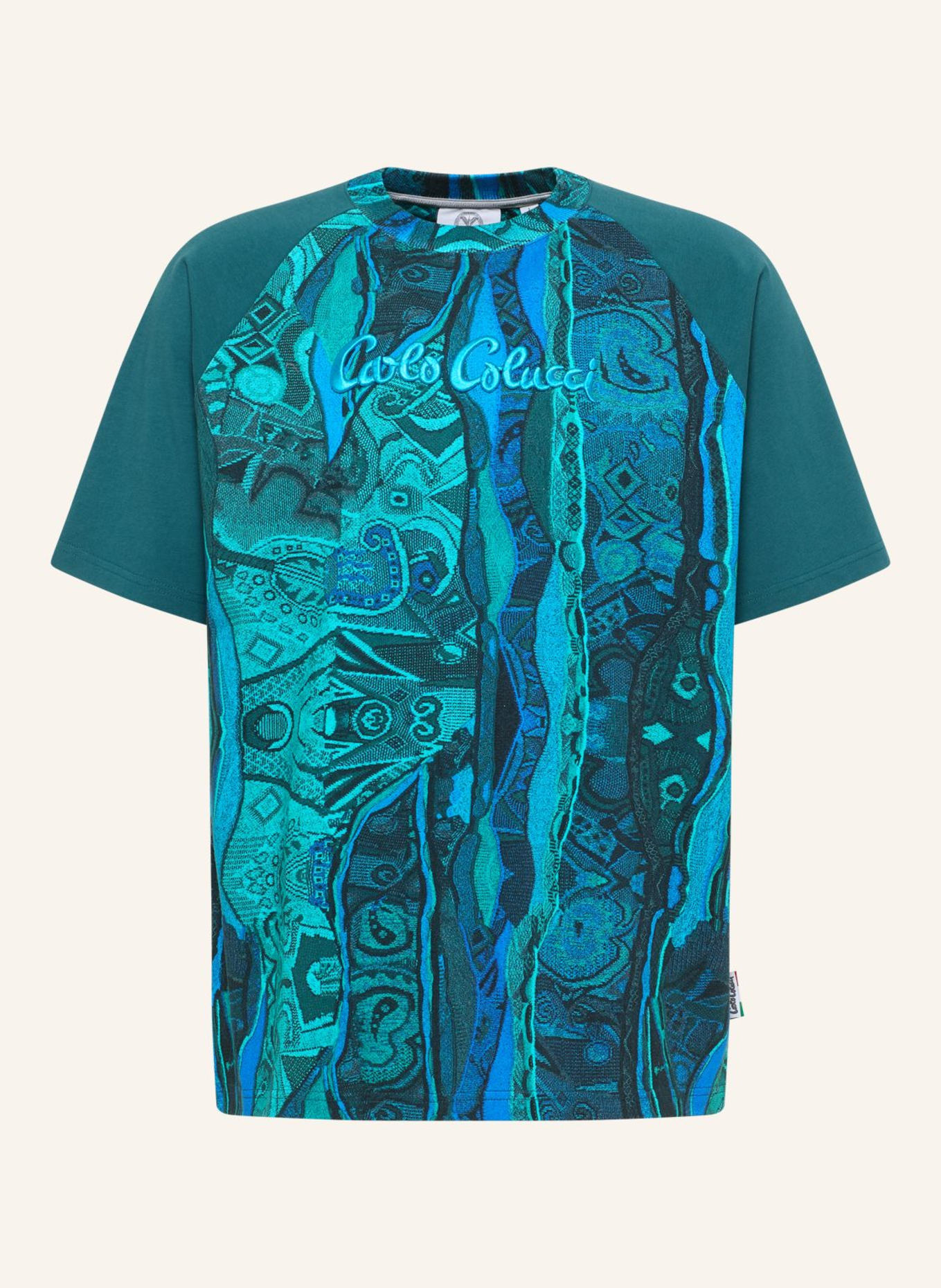 CARLO COLUCCI T-Shirt - Retro Vibes ESCHFALLER: TÜRKIS