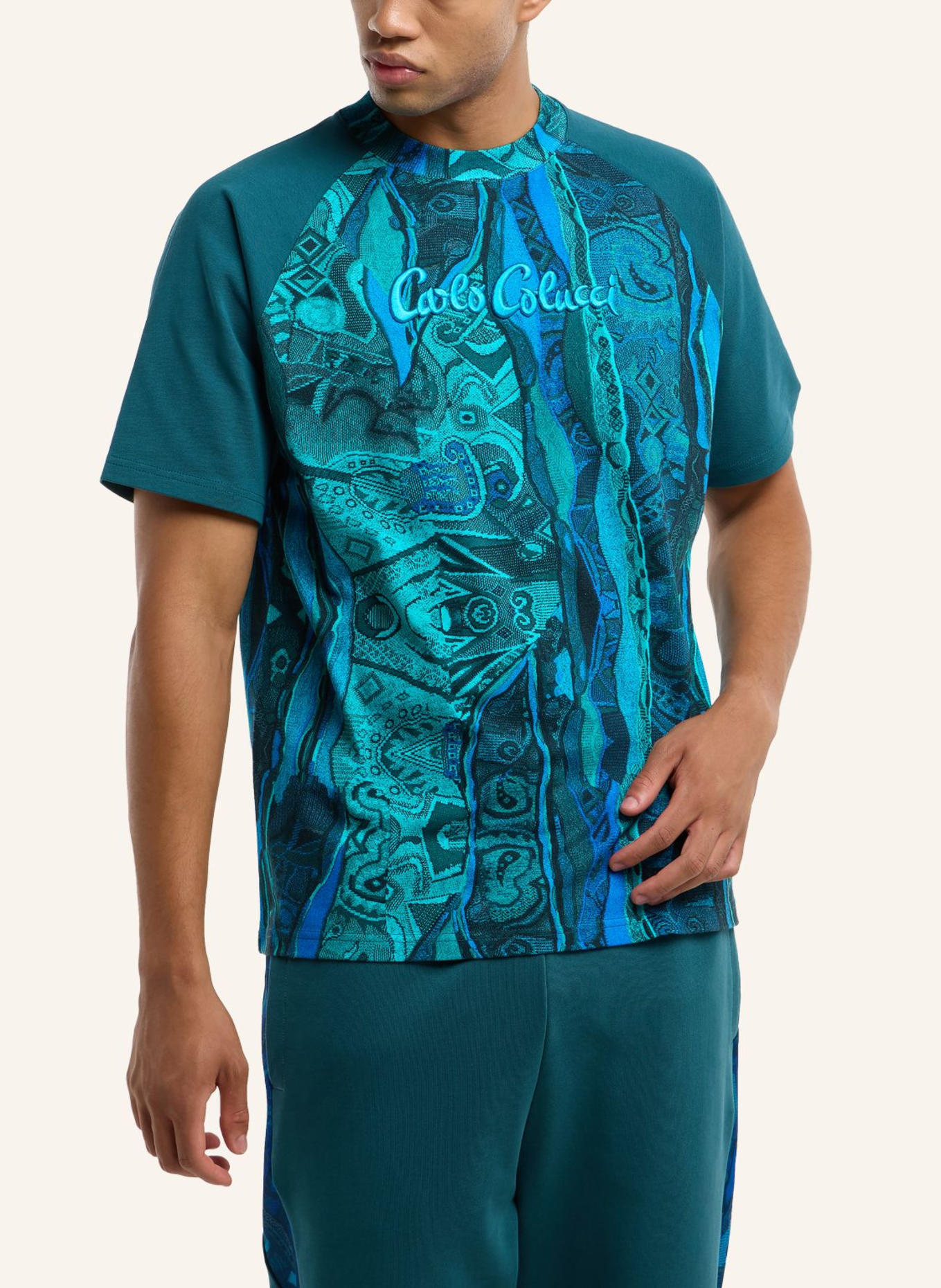 CARLO COLUCCI T-Shirt - Retro Vibes ESCHFALLER: TÜRKIS