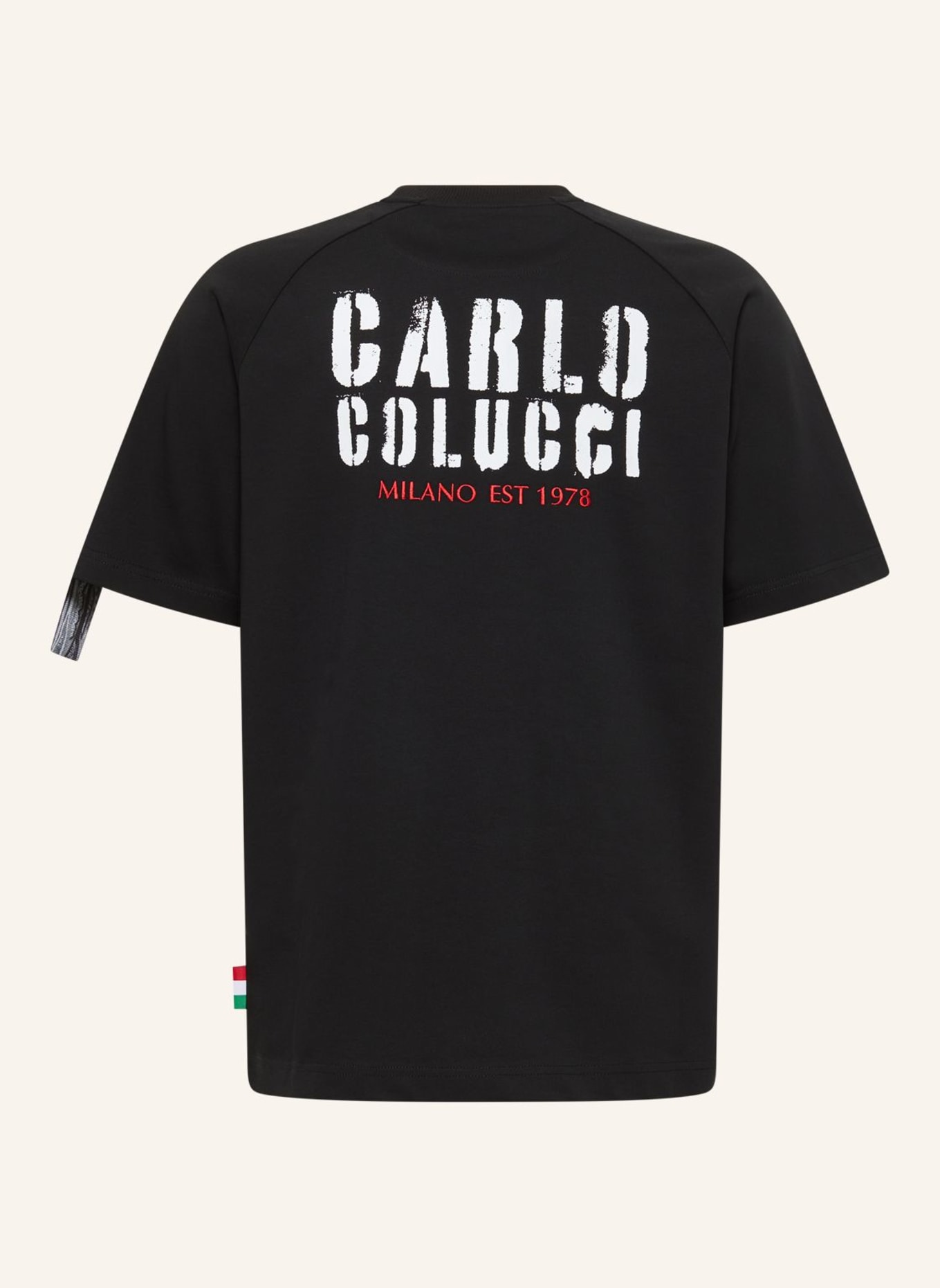 CARLO COLUCCI Raglan T-Shirt - COLUCCI Tapes EVOLI: SCHWARZ