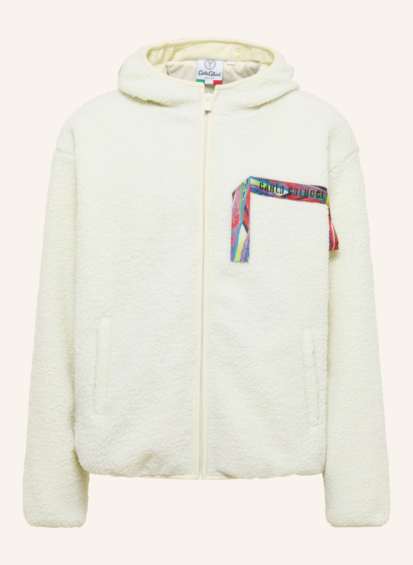 CARLO COLUCCI Oversize Teddy Jacke - COLUCCI Tapes FAIETTI: WEISS