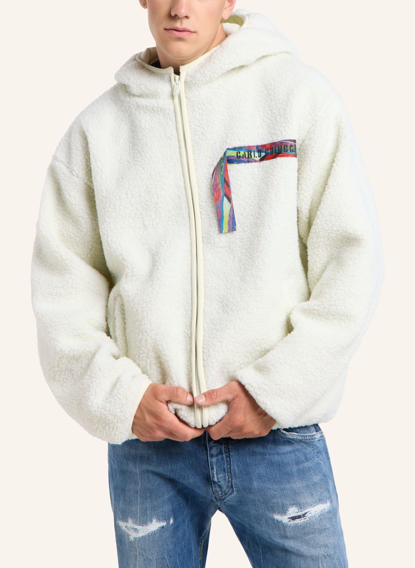 CARLO COLUCCI Oversize Teddy Jacke - COLUCCI Tapes FAIETTI: WEISS