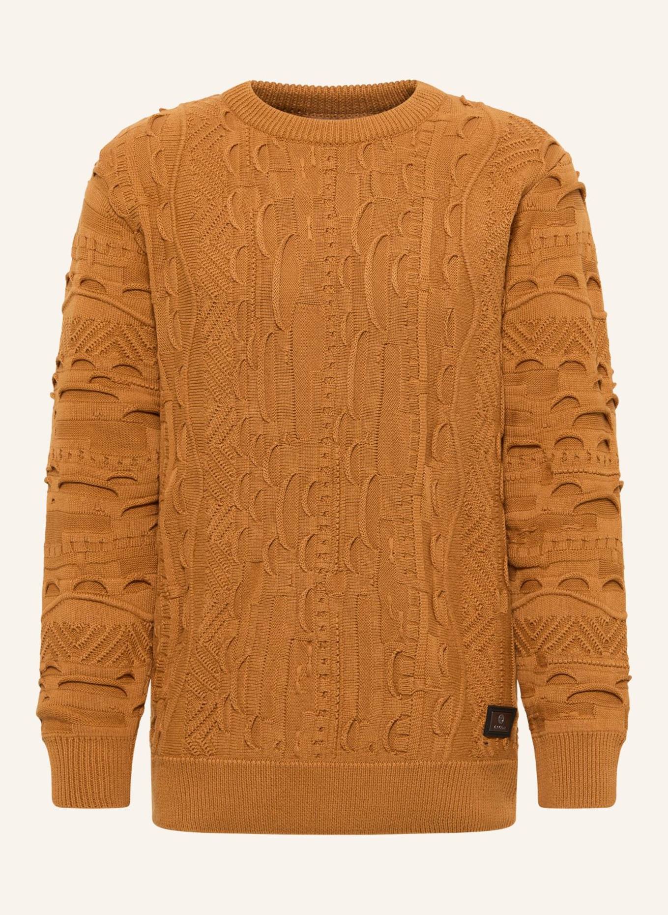 CARLO COLUCCI Unifarbener Strickpullover ESPOSINI: BRAUN