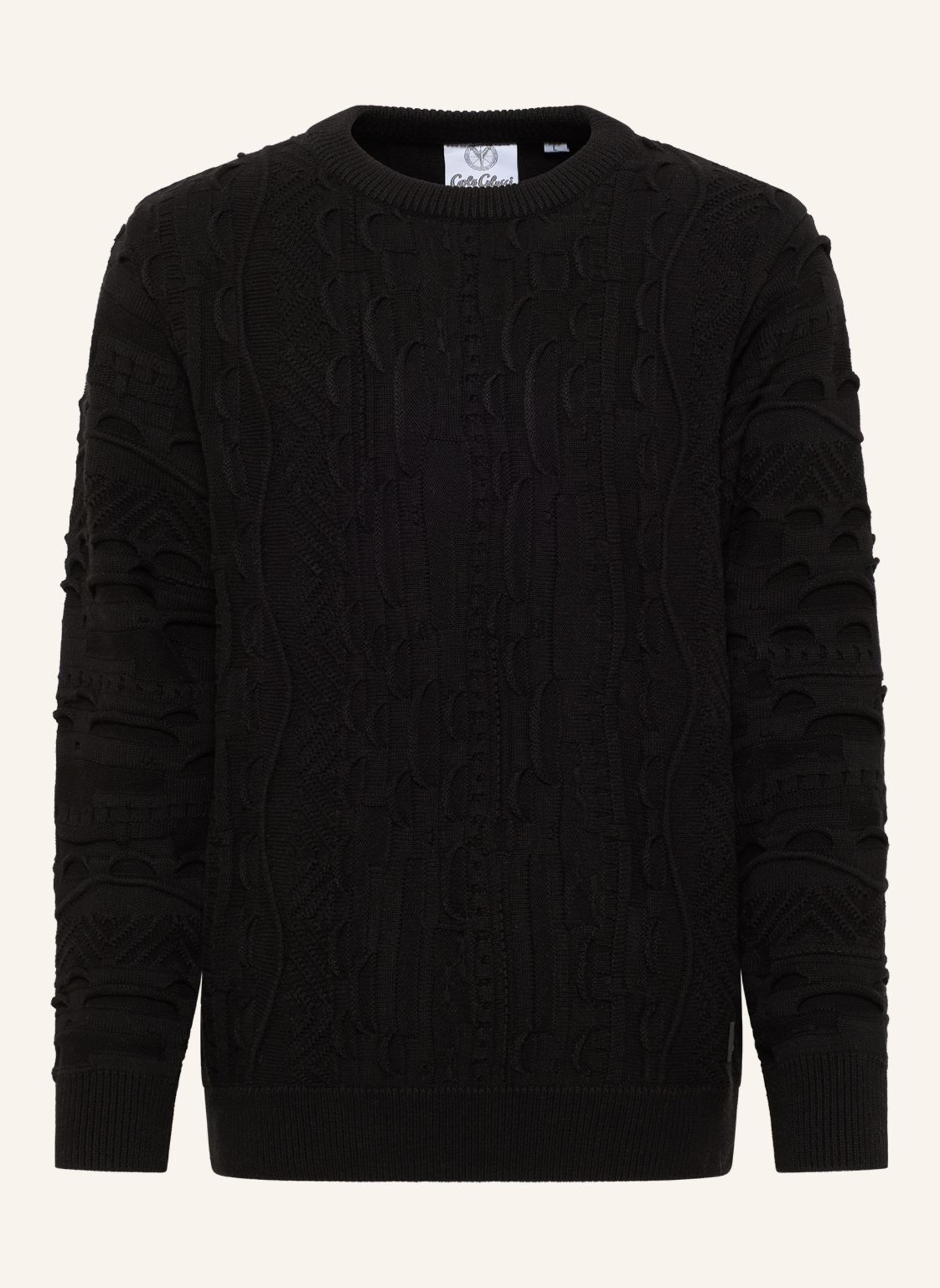 CARLO COLUCCI Unifarbener Strickpullover ESPOSINI: SCHWARZ