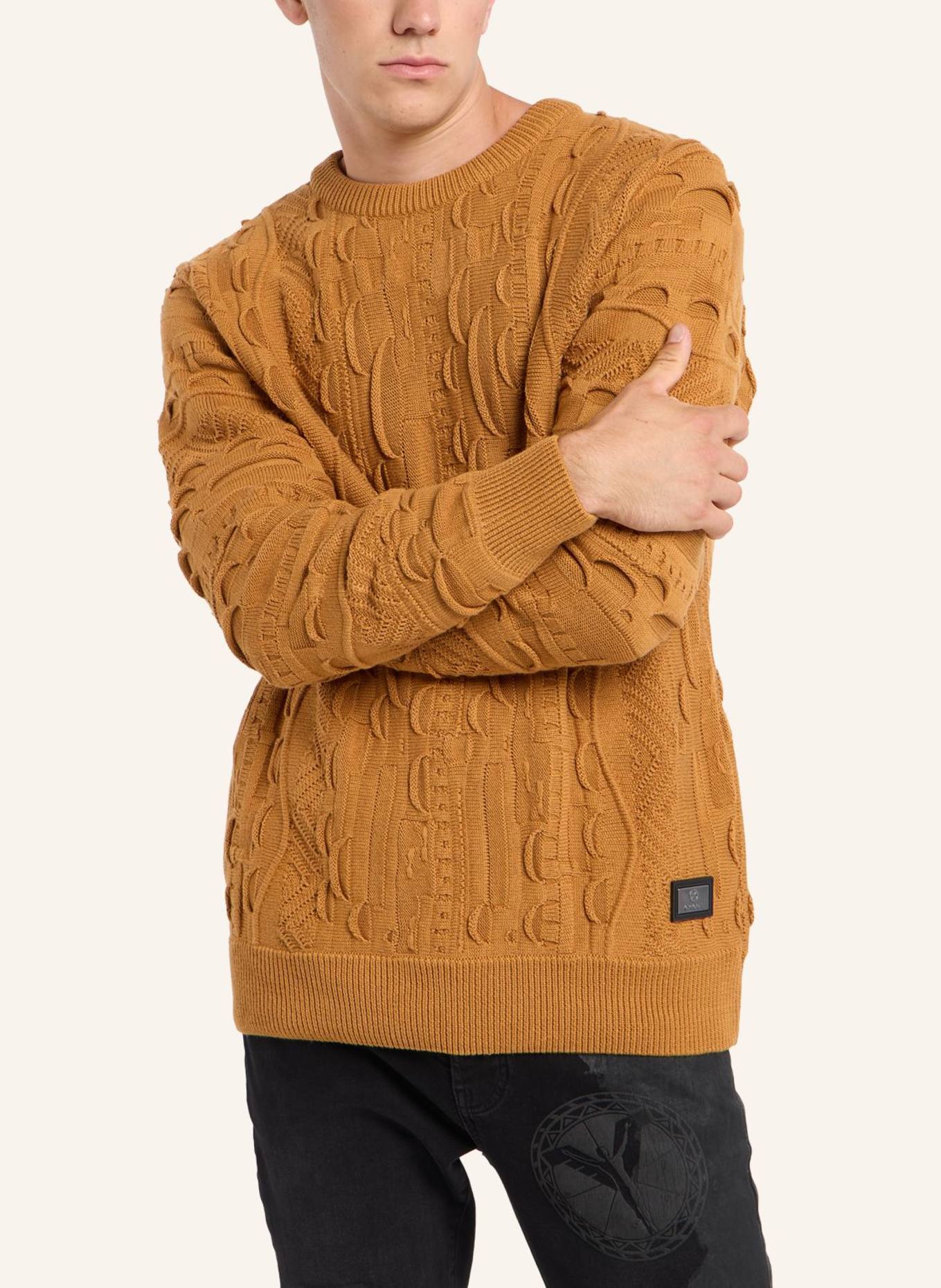 CARLO COLUCCI Unifarbener Strickpullover ESPOSINI: BRAUN