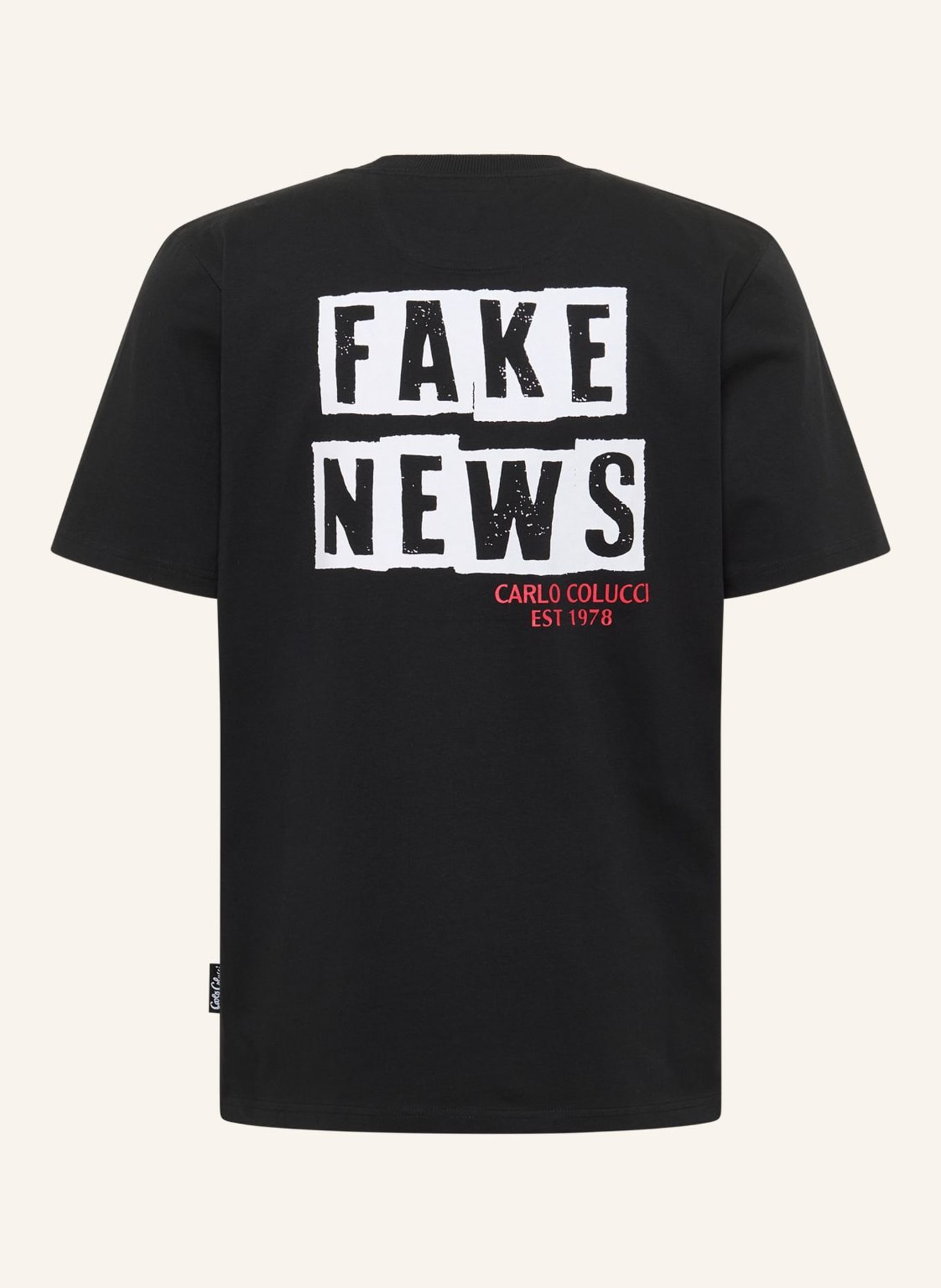 CARLO COLUCCI T-Shirt FAKE NEWS - Black Friday FAES: SCHWARZ