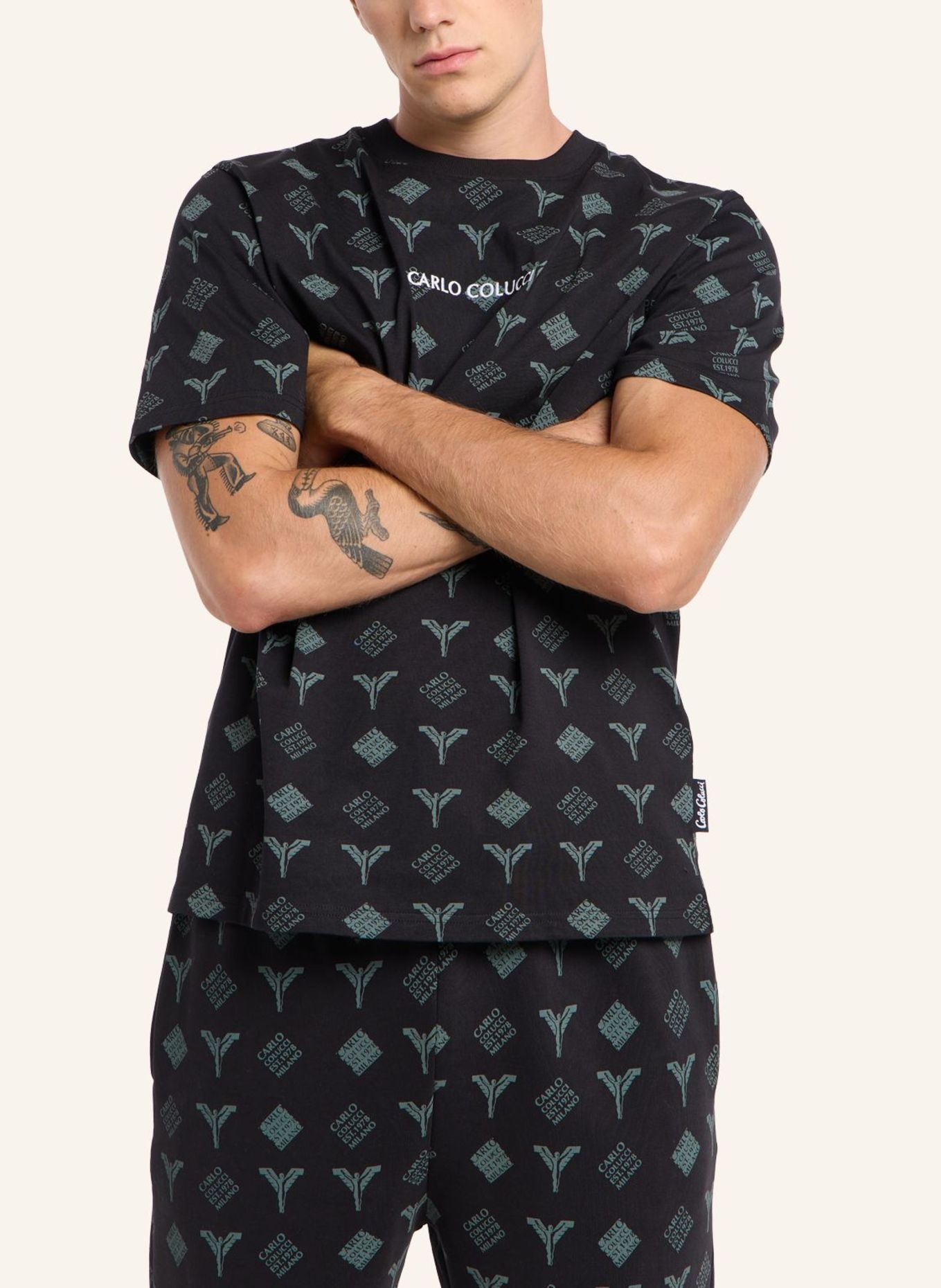 CARLO COLUCCI Logo T-Shirt - Black Friday FALCHI: SCHWARZ