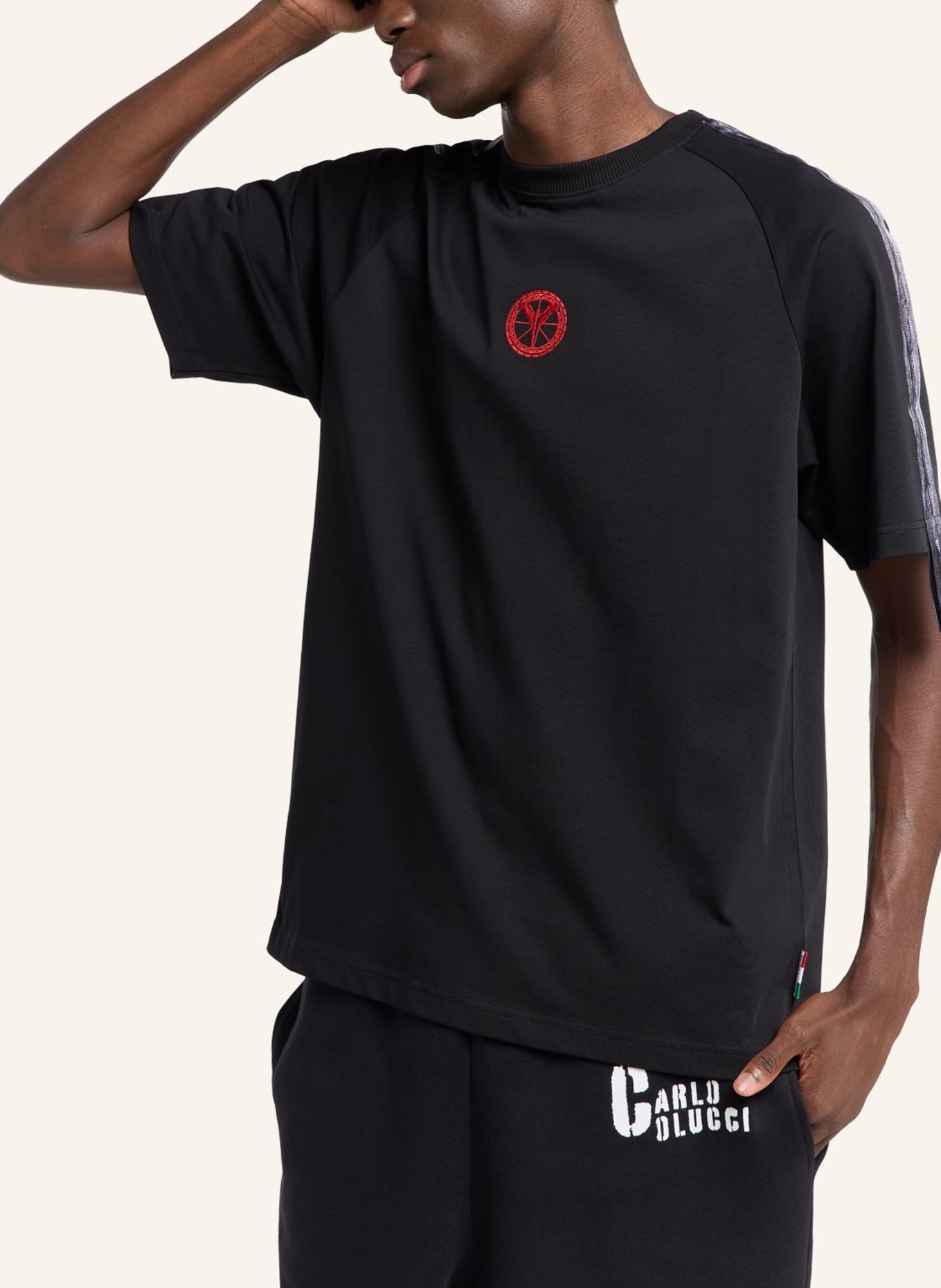 CARLO COLUCCI Raglan T-Shirt - COLUCCI Tapes EVOLI: SCHWARZ