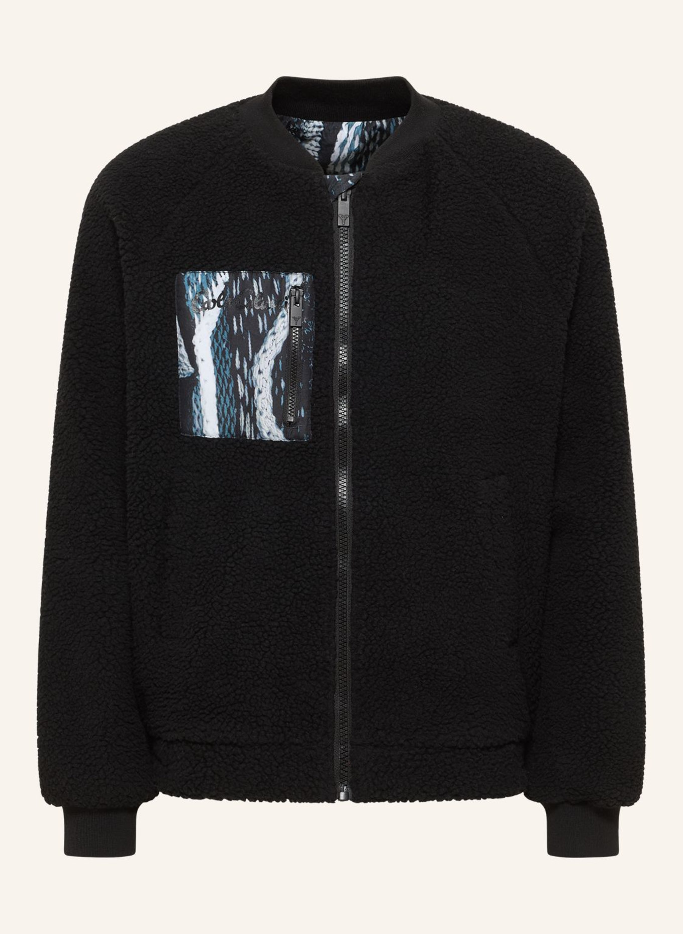 CARLO COLUCCI Wende Bomber Teddy Jacke - Zoom in ESPOSITELLO: SCHWARZ