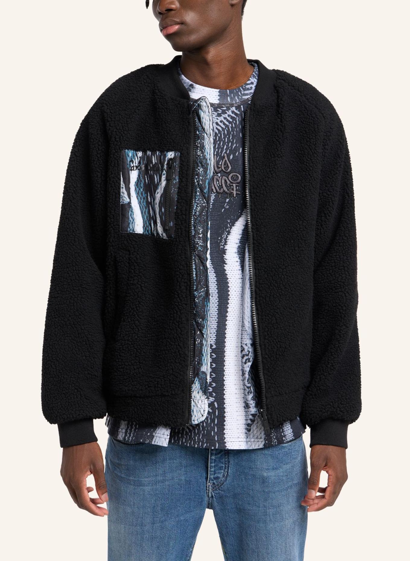 CARLO COLUCCI Wende Bomber Teddy Jacke - Zoom in ESPOSITELLO: SCHWARZ