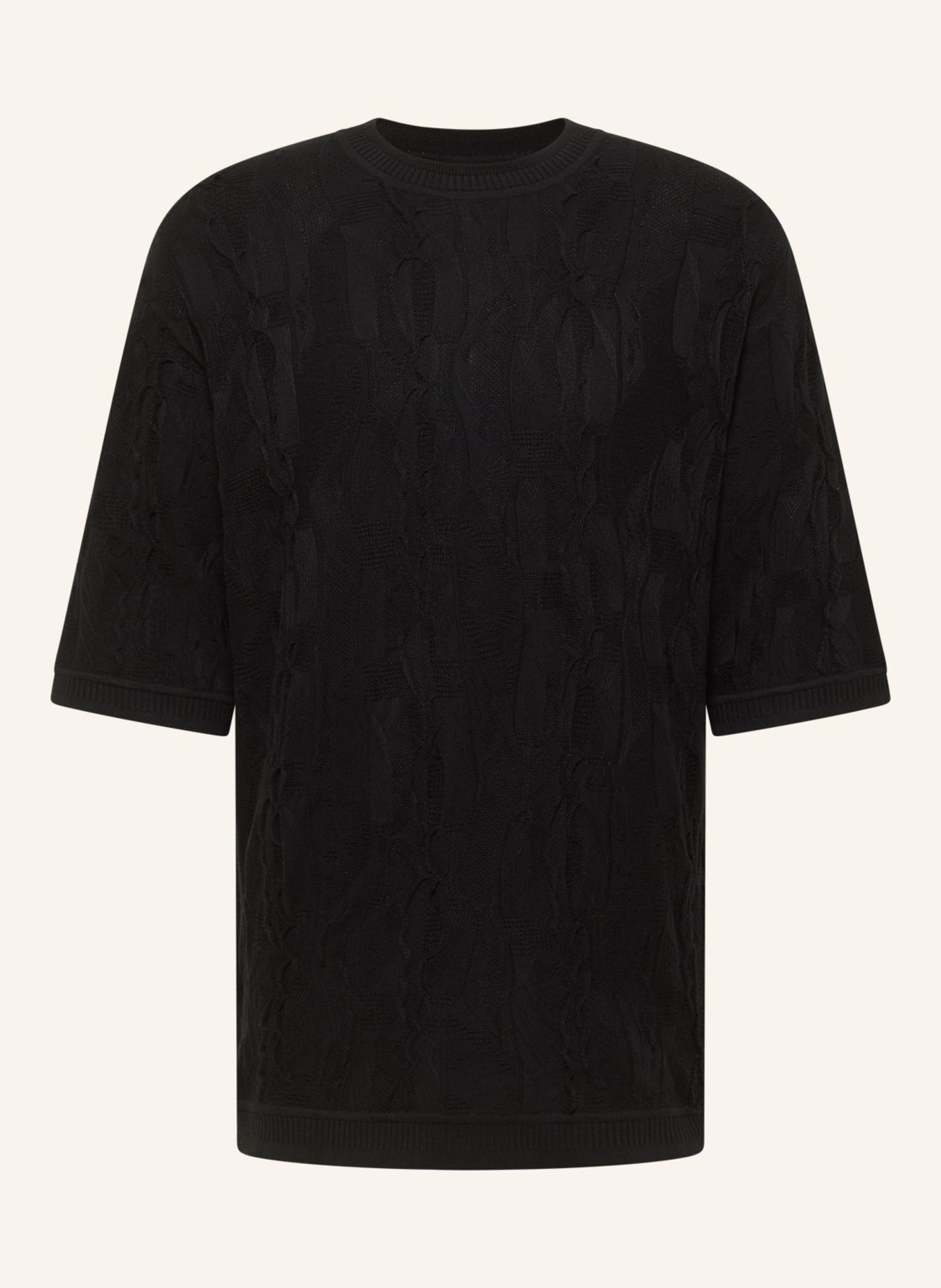 CARLO COLUCCI 3D Strick T-Shirt FAVETTA: SCHWARZ