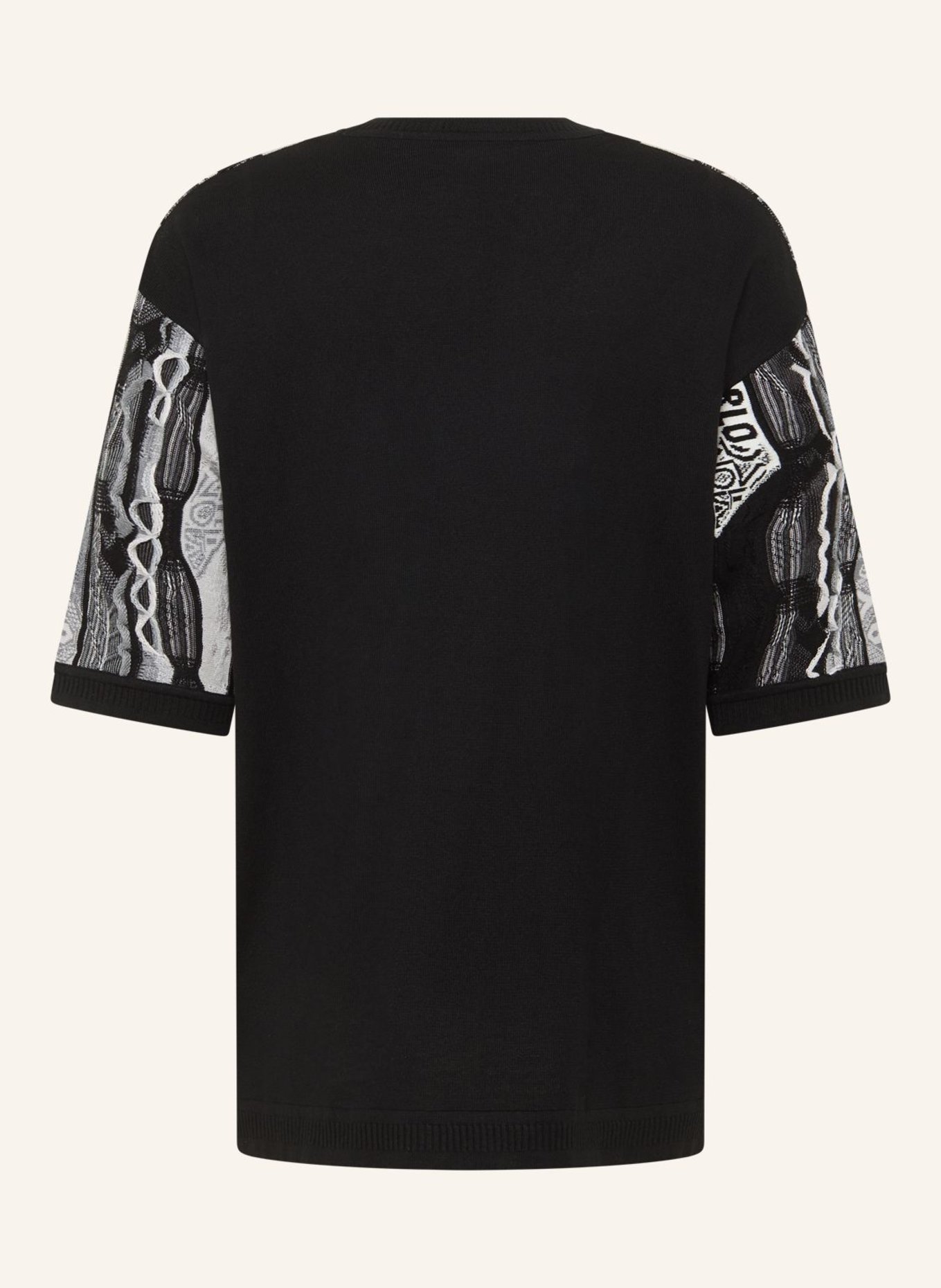 CARLO COLUCCI 3D Strick T-Shirt FAVETTA: SCHWARZ/ GRAU