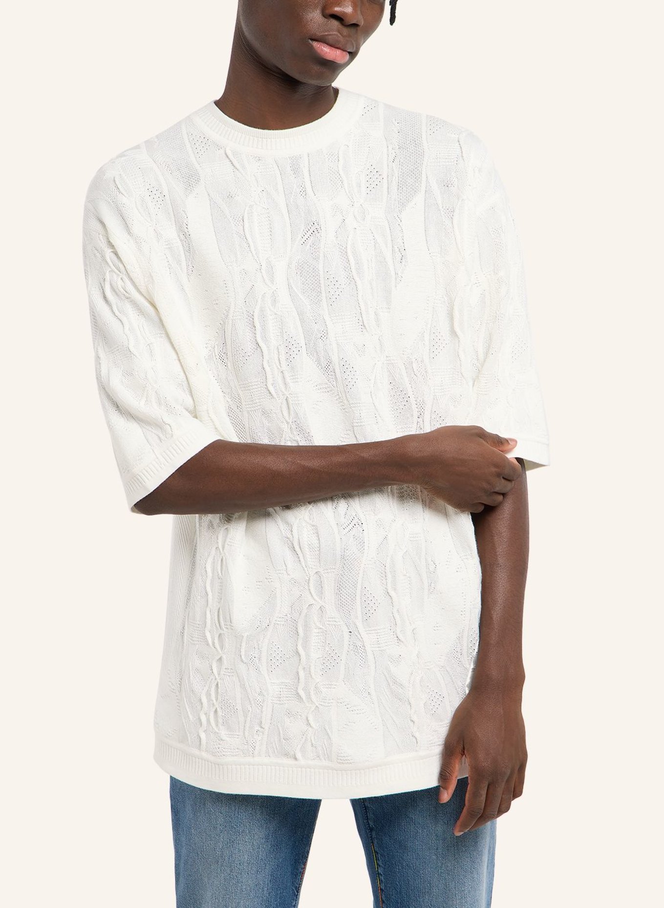 CARLO COLUCCI 3D Strick T-Shirt FAVETTA: WEISS