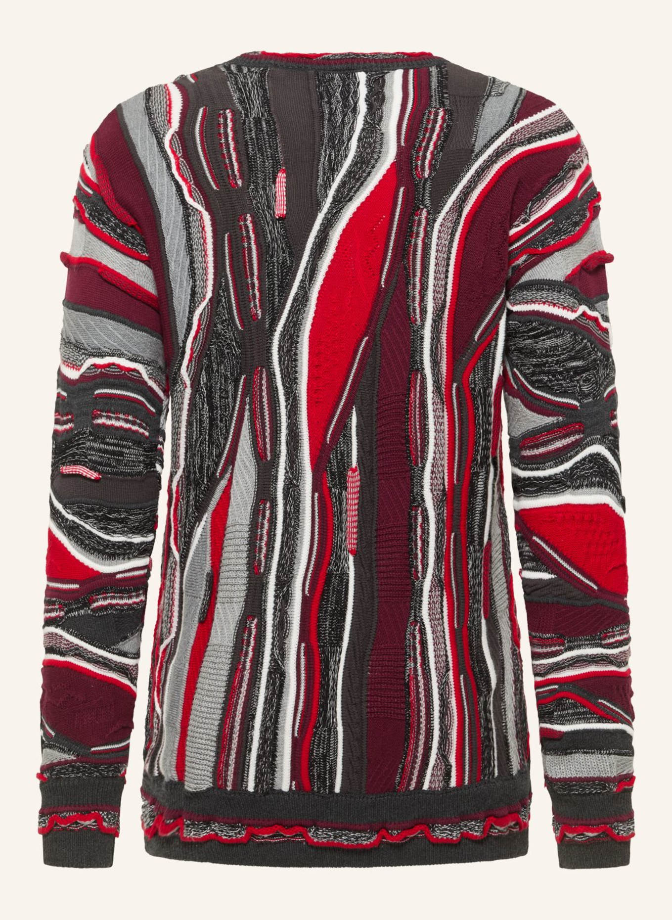 CARLO COLUCCI Strickpullover FAZIO: DUNKELGRAU/ ROT