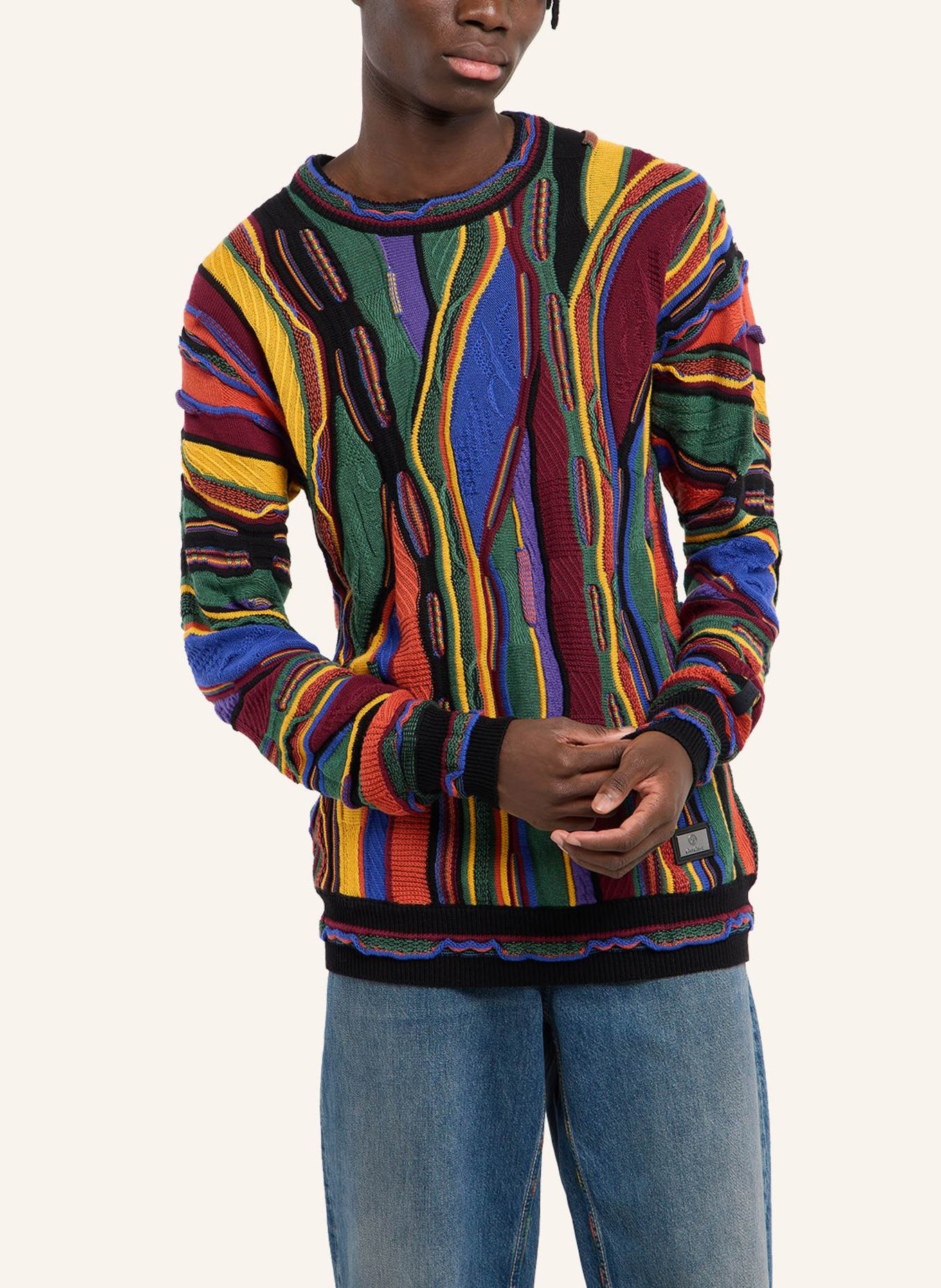 CARLO COLUCCI Strickpullover FAZIO: SCHWARZ/ ROT