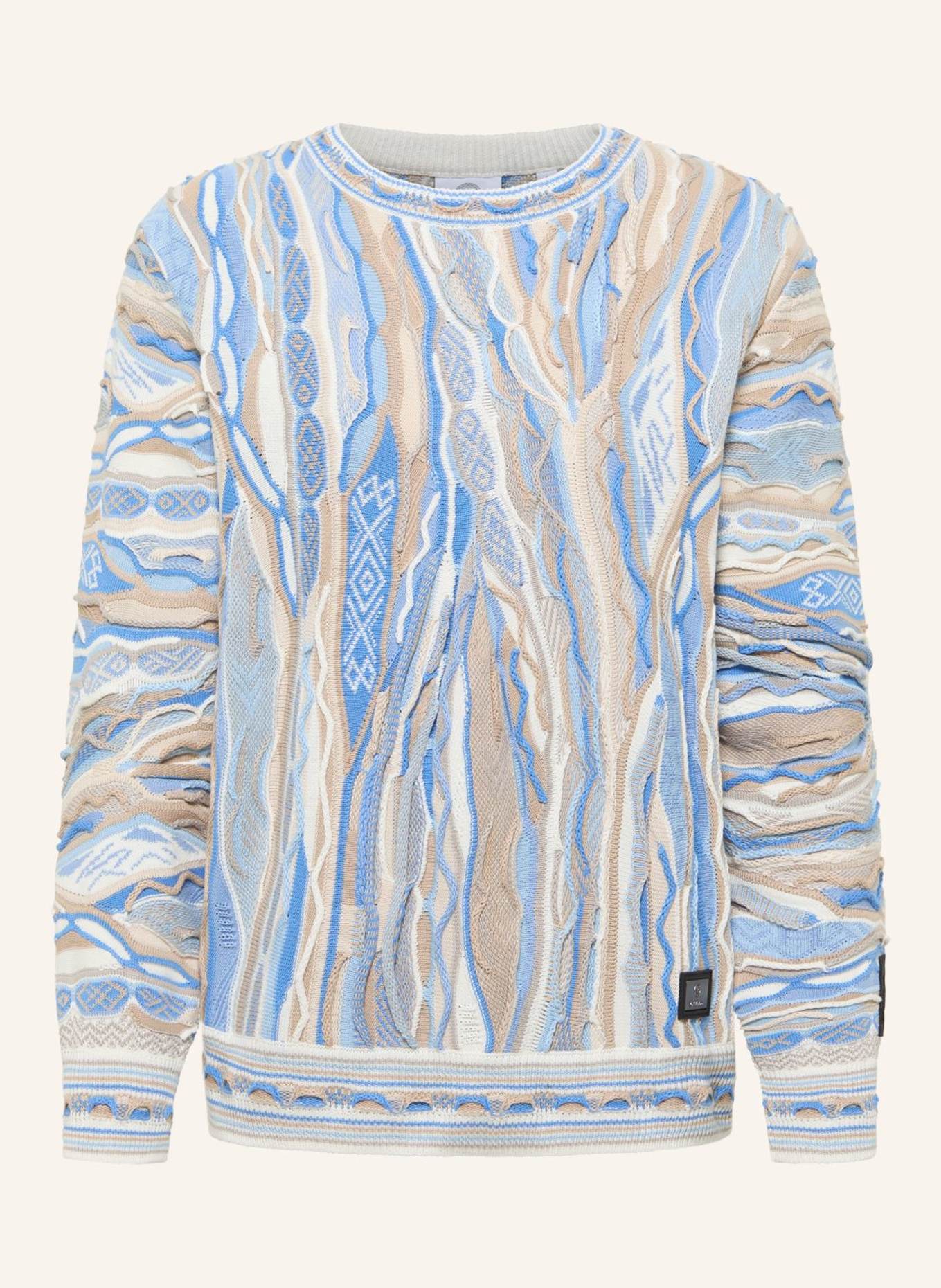CARLO COLUCCI Jacquard Strickpullover FANTI: HELLBLAU