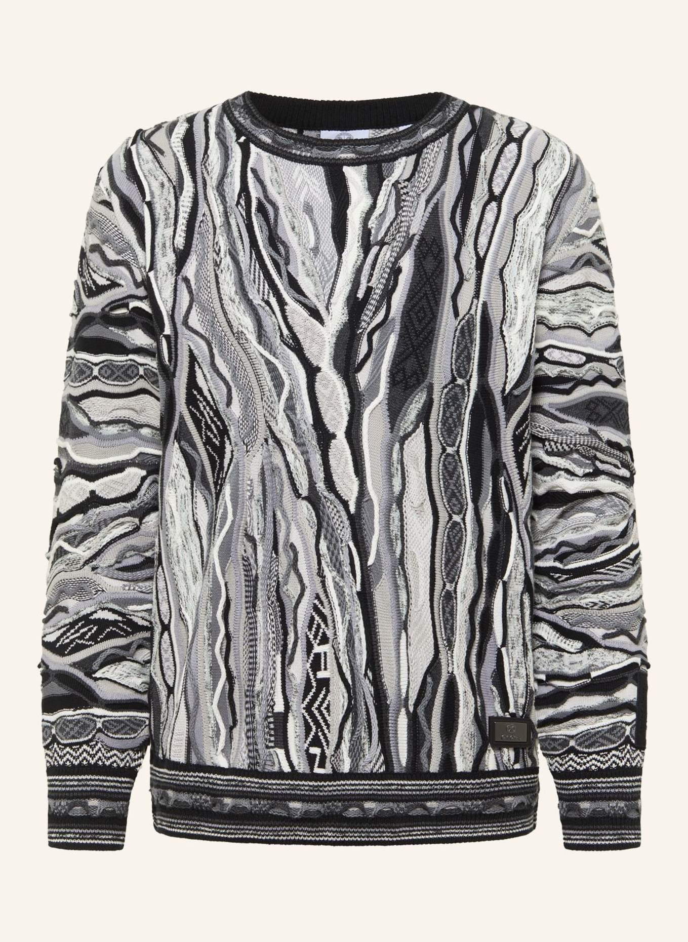 CARLO COLUCCI Jacquard Strickpullover FANTI: SCHWARZ